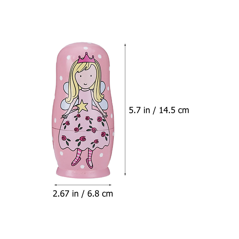 NUOLUX 5Pcs Matryoshka Doll Girl Pattern Nesting Doll Russian Doll Toy Home Adornment