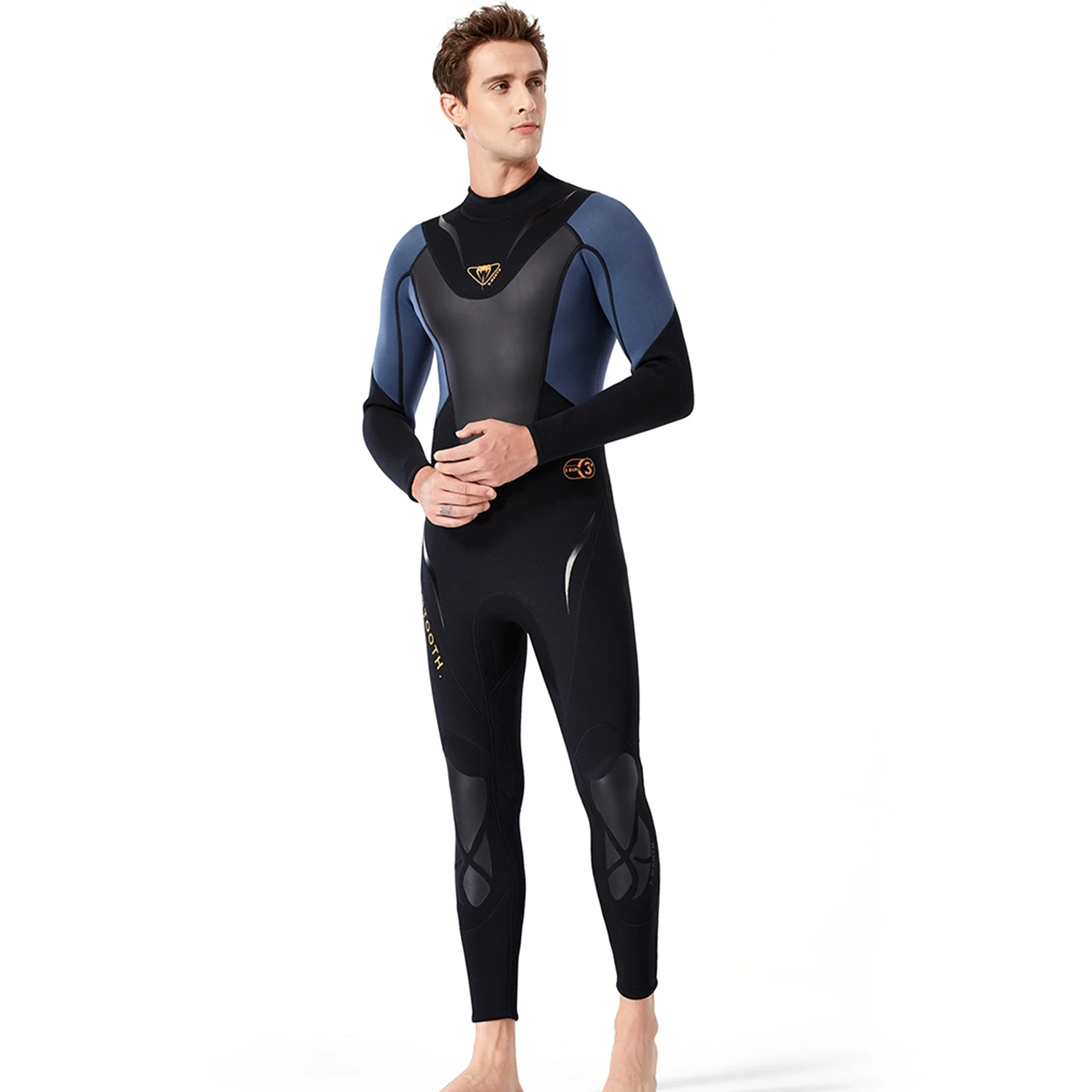 Men 3mm Neoprene Full-body Wetsuit with Back Zipper Diving Suit for Surfing Swimming Snorkeling