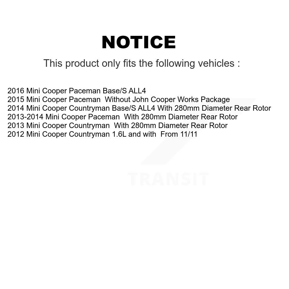 Transit Auto - Rear Ceramic Disc Brake Pads And Wear Sensors Kit For Mini Cooper Countryman Paceman KTW-101240
