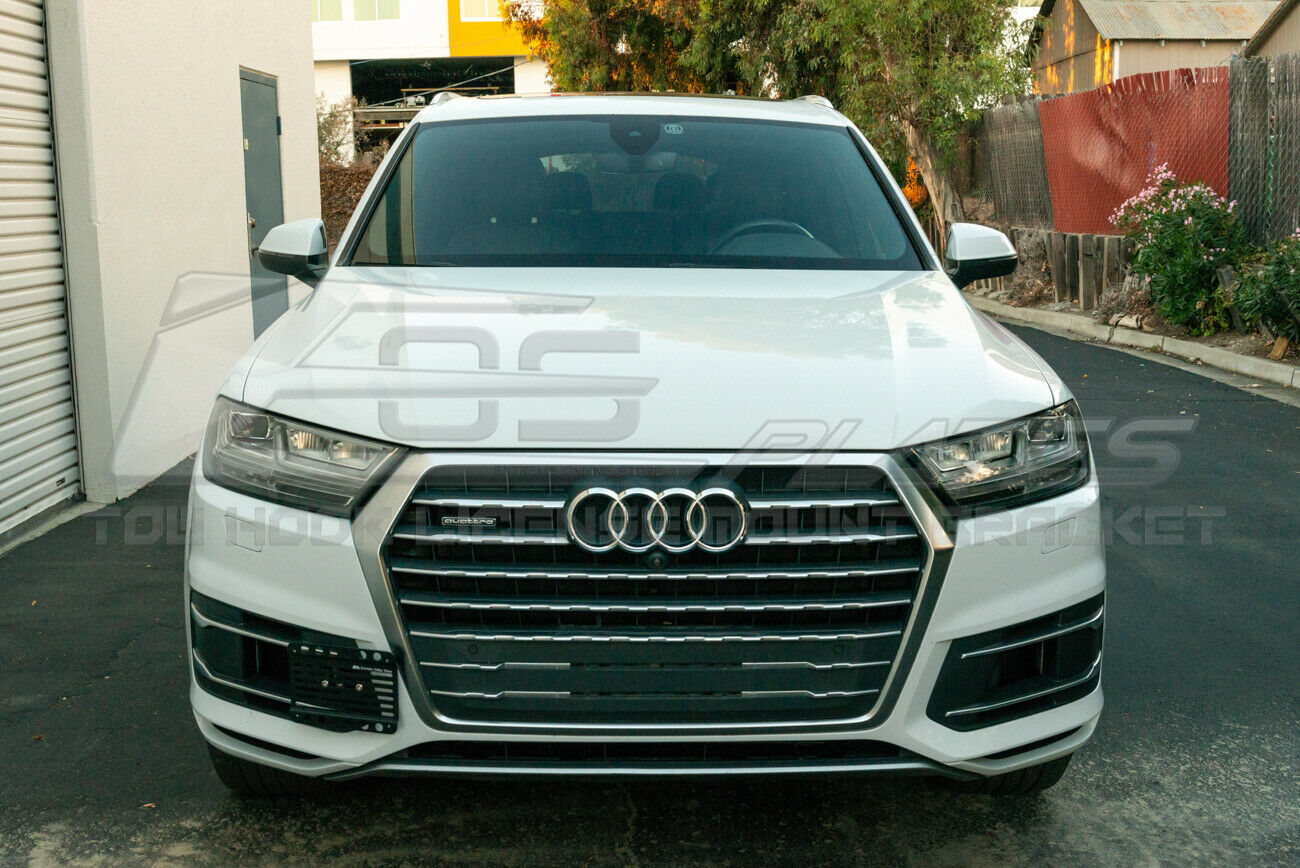 Extreme Online Store Replacement for 2017-2019 Audi Q7 | EOS Plate Version 1 Mid Sized Front Bumper Tow Hook License Plate Relocator Mount Bracket Tow-533