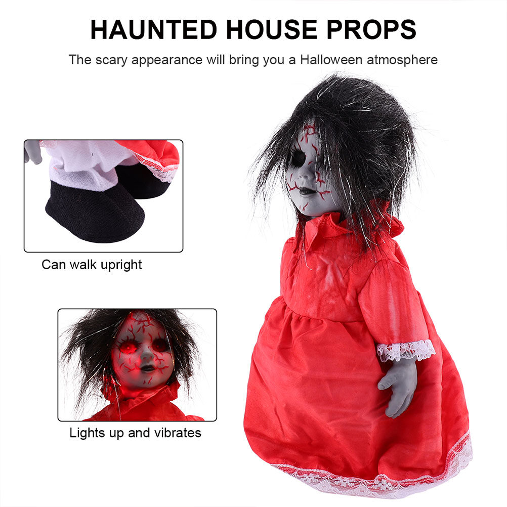 Doll Halloween Sound Haunted Scary Ghost House Walking Creepy Prop Dolls Tricky Gag Props Glowing Terrible Favors Party