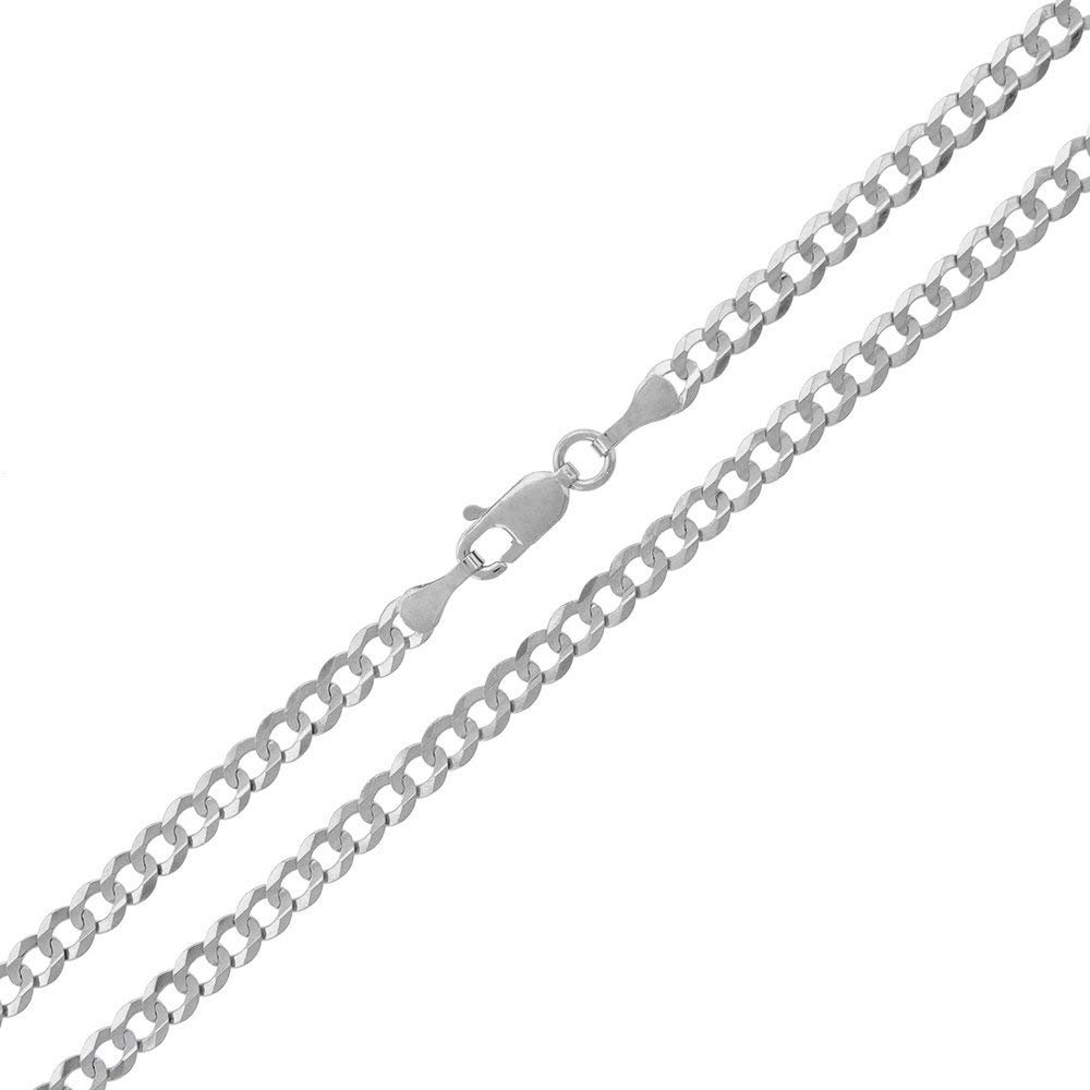 14K White Gold 3.5mm Solid Cuban Chain, FREE Microfiber Cloth, Curb Link Mens Womens Necklace, Giorgio Bergamo