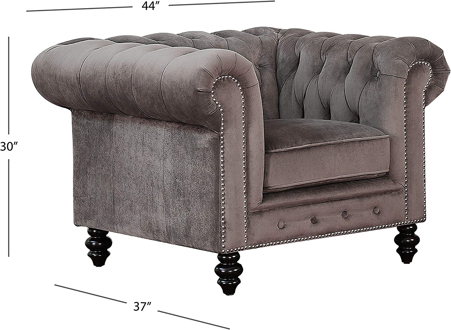 Devon & Claire Venetian Tufted Velvet Armchair, Gray