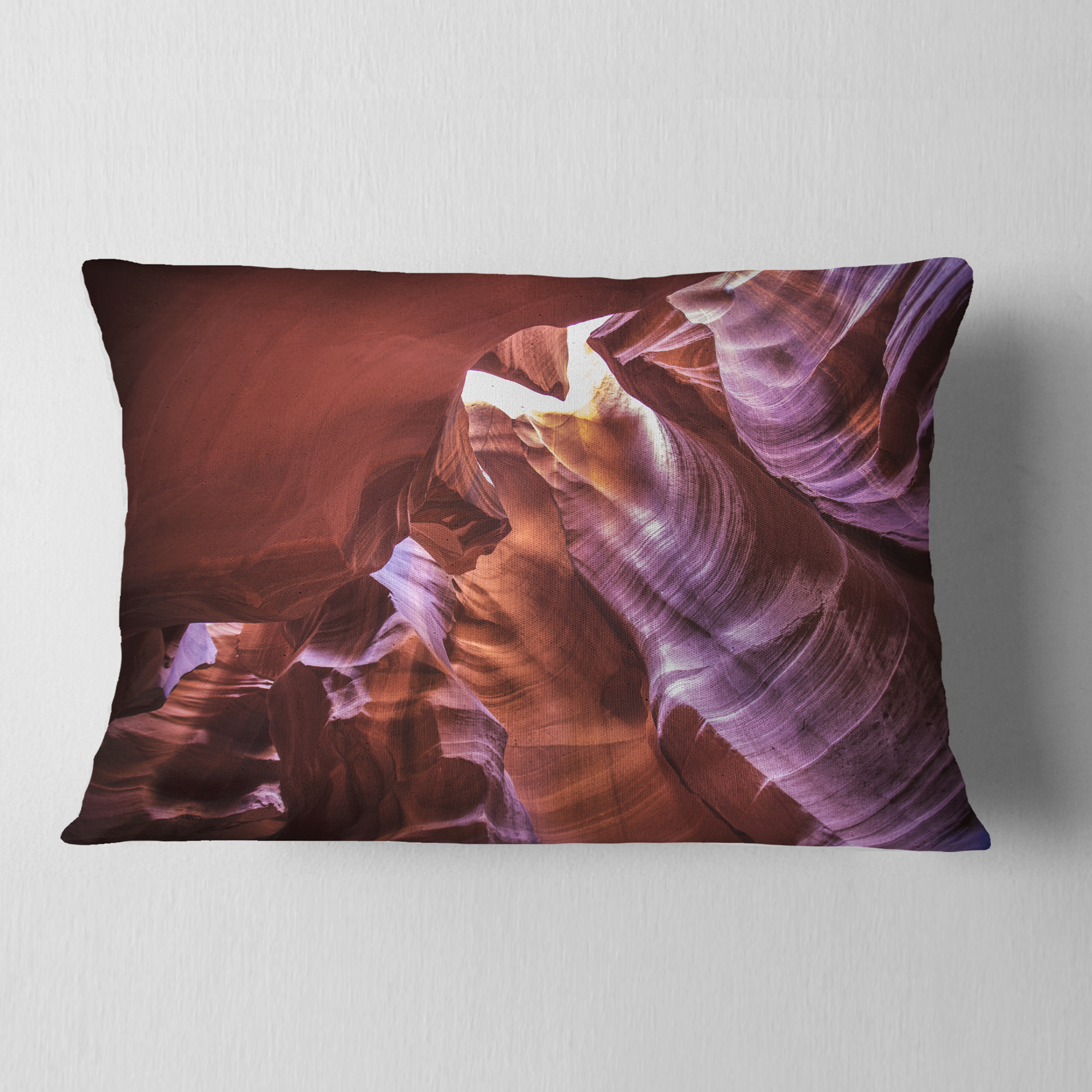 Designart Light in Antelope Canyon - Landscape Photo Throw Pillow - 12x20