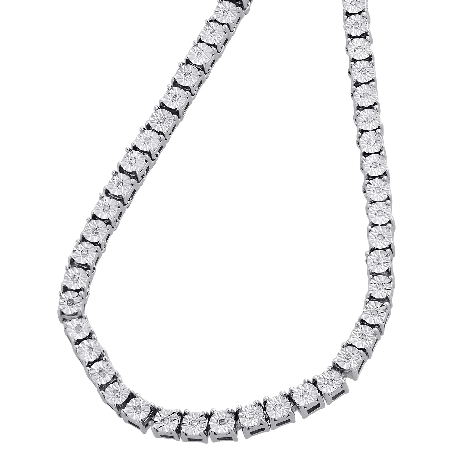 Mens 1 Row Necklace Genuine Diamond Link Choker Chain 18