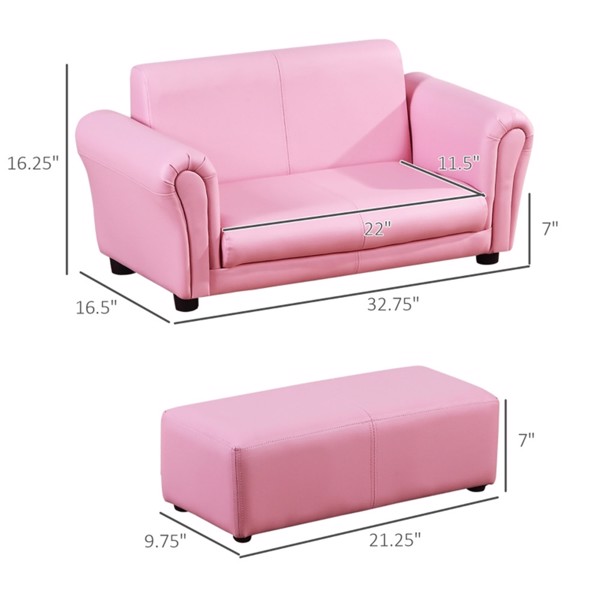 Putjou Pink Children's Feet Sofa Set with All Wood Frame Bottom Anti slip