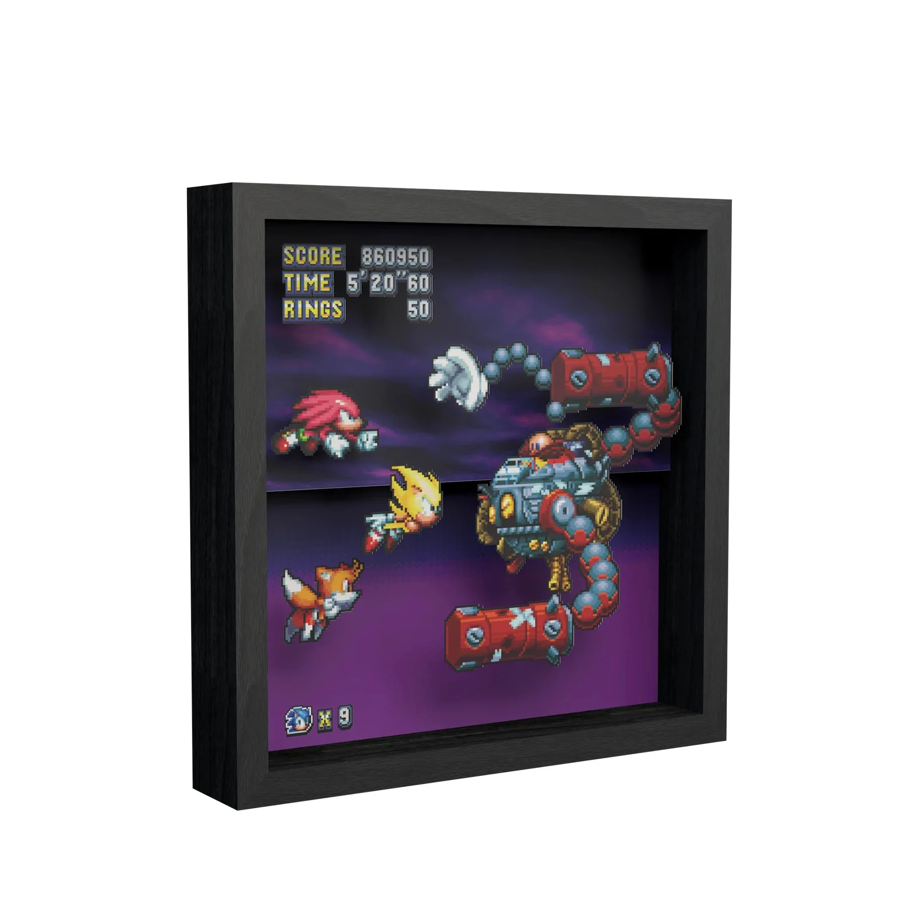Pixel Frames Sonic Mania Heroes vs Dr Eggman 9x9 Shadow Box Art - Officially Licensed by Sega