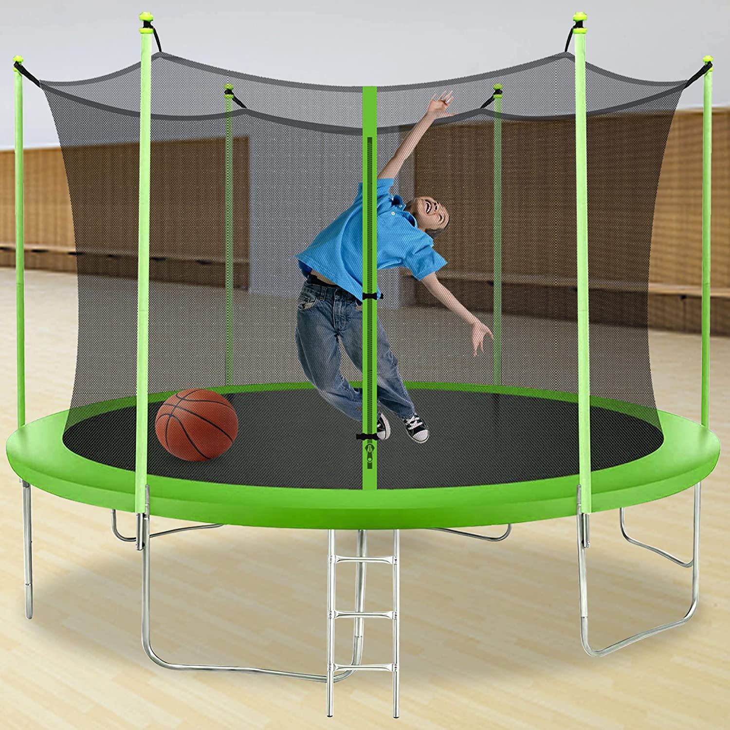 Trampoline with Enclosure Net Outdoor Jump Rectangle Trampoline - ASTM Approved-Combo Bounce Exercise Trampoline PVC Spring Cover Padding for Kids and Adults