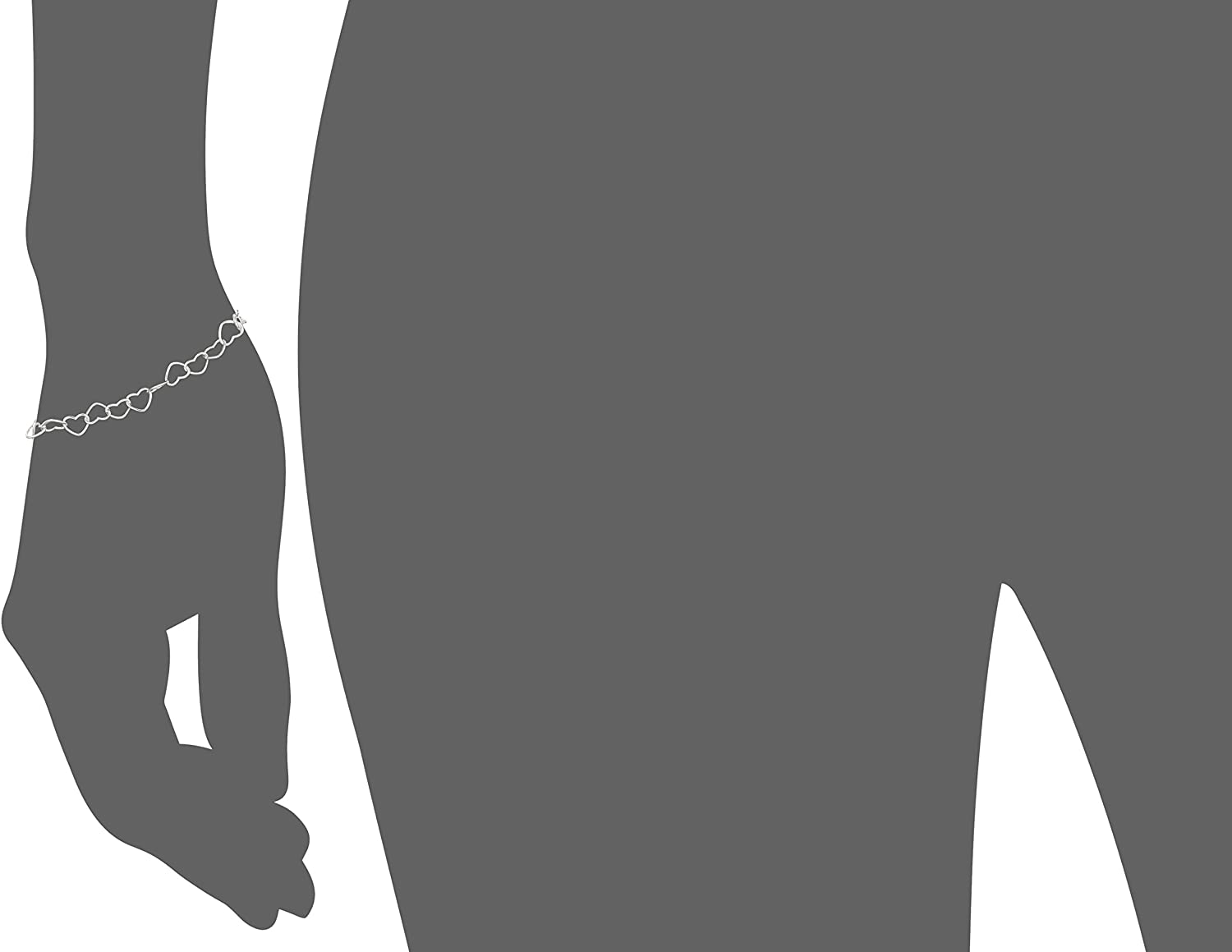 Amazon Collection Sterling Silver 5.3mm Heart-Link Bracelet