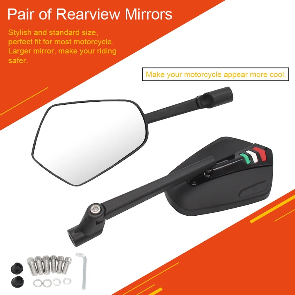 Anself Rearview Mirror for Motorbike Aluminum Alloy Reflective Mirrors, Improved Safety, Easy Installation