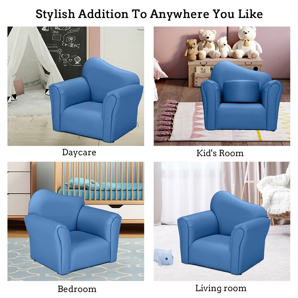 Kids Sofa with Ottoman, Children Sofa PVC Leather Princess Sofa Mini Sofa, Smooth PVC Leather Toddler Chair, Kids Couch for Boys and Girls, Gift for Toddlers