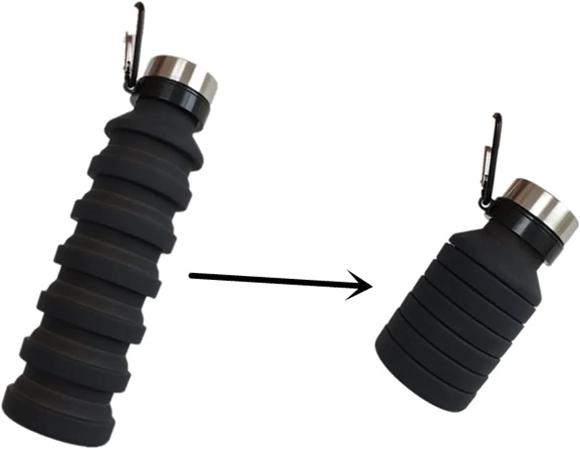 Cup, Silicone Collapsible Water Bottles Travel Folding Portable Kettle My Foldable Drink Bottle (Color : Blue)