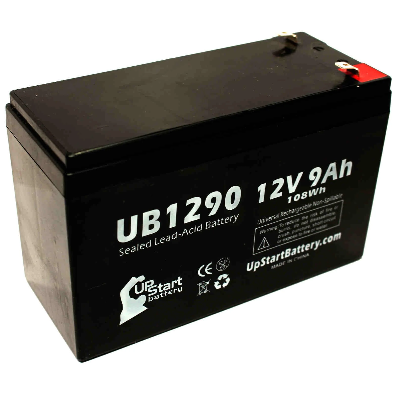 2x Pack - Compatible Teal S127 Battery - Replacement UB1290 Universal Sealed Lead Acid Battery (12V, 9Ah, 9000mAh, F1 Terminal, AGM, SLA) - Includes 4 F1 to F2 Terminal Adapters