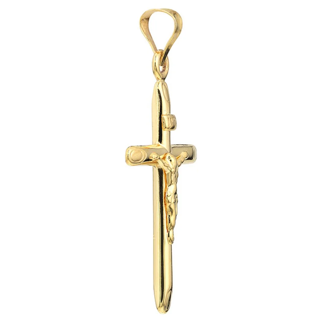 14k Yellow Gold Hollow 3d Crucifix Pendant Necklace Jewelry Gifts for Women - 1.2 Grams