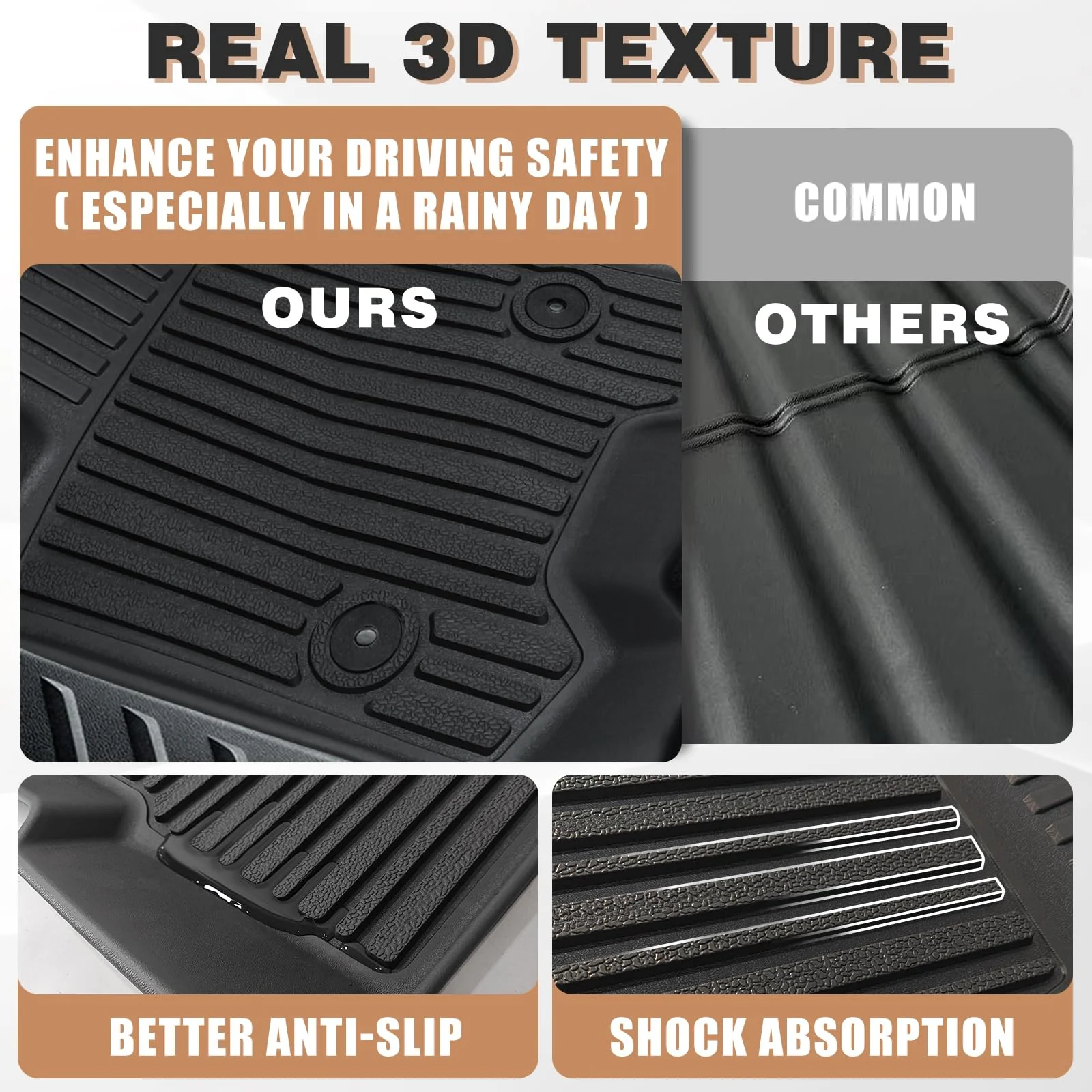 TripleAliners Floor Mats for Chevy Colorado & GMC Canyon 2023 2024 Front Rear Full Set Liners