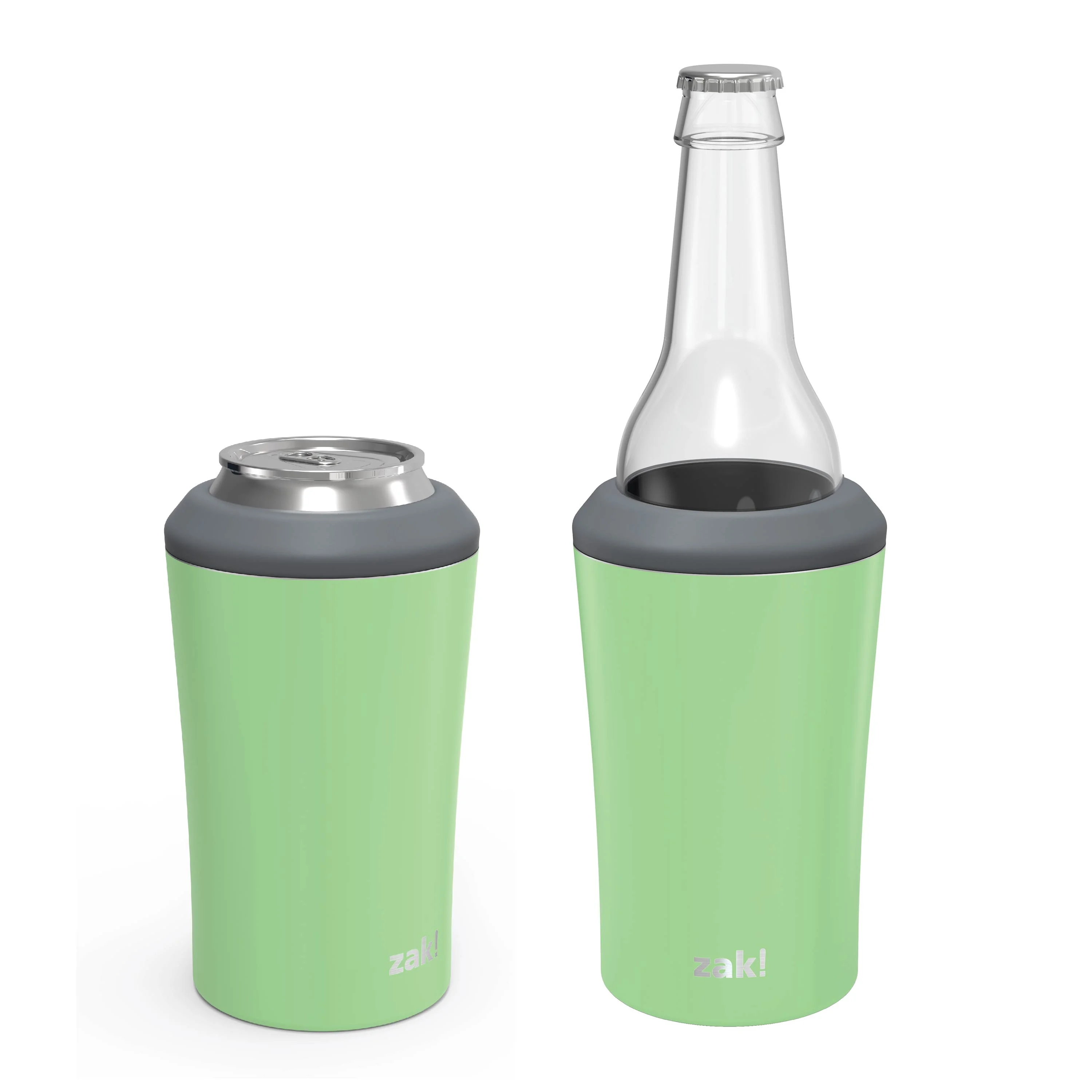 Zak Designs Zak Hydration 12 ounce Double Wall Stainless Steel Can and Bottle Cooler with Vacuum Insulation, Pistachio
