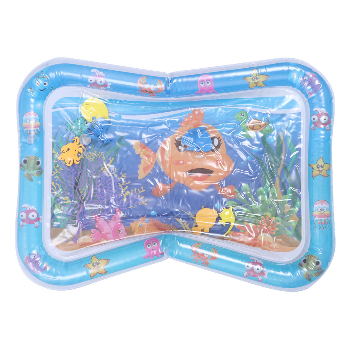 Creative Small Goldfish Design Baby Pad Toys Inflatable Crawling Cushion Water Play Mat Leakproof Colorful Play Mat Baby Toys for Infants Toddlers (Blue)