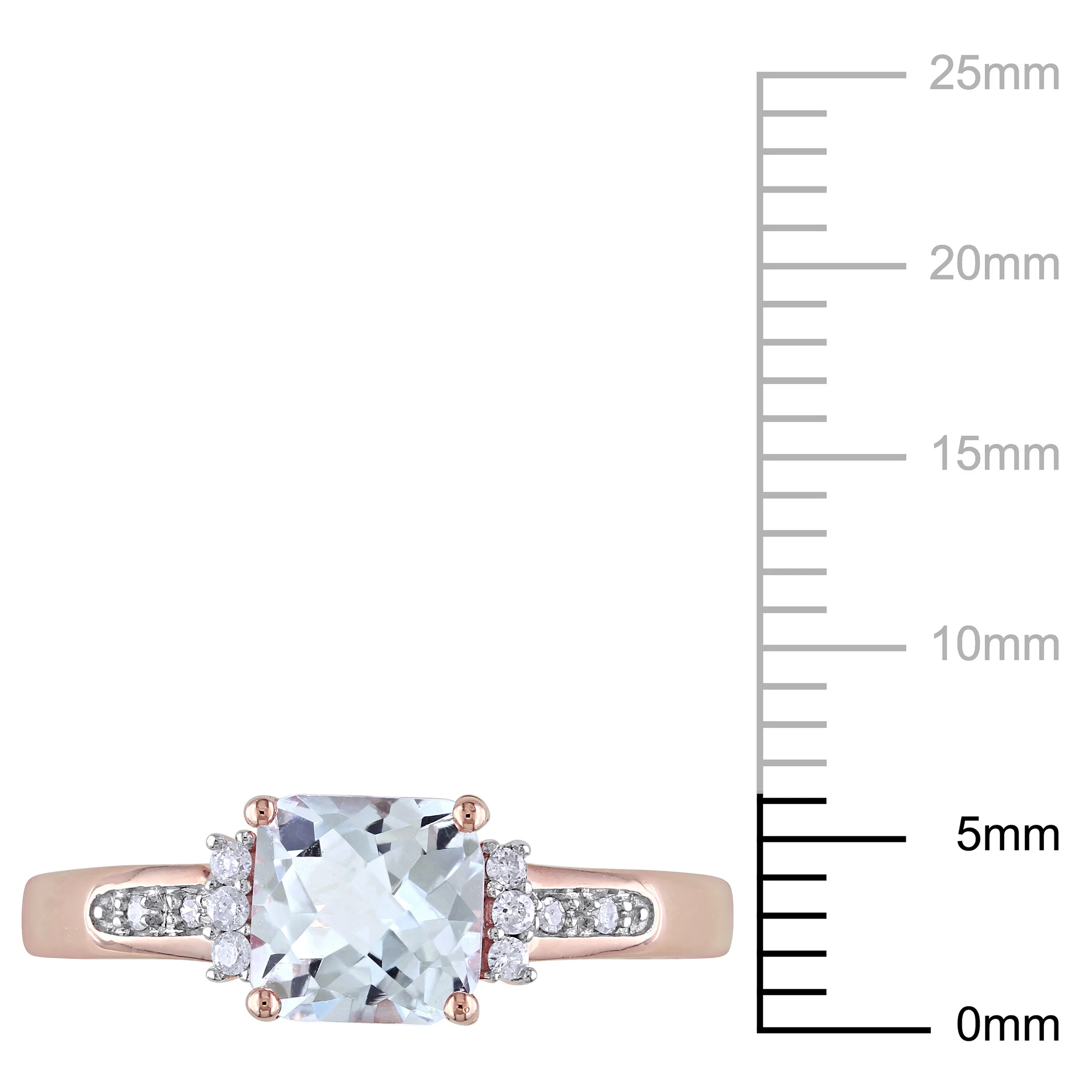 Miabella Women's 4/5 Carat T.G.W. Cushion Checkerboard-Cut Aquamarine and Diamond Accent 10kt Rose Gold Cocktail Ring