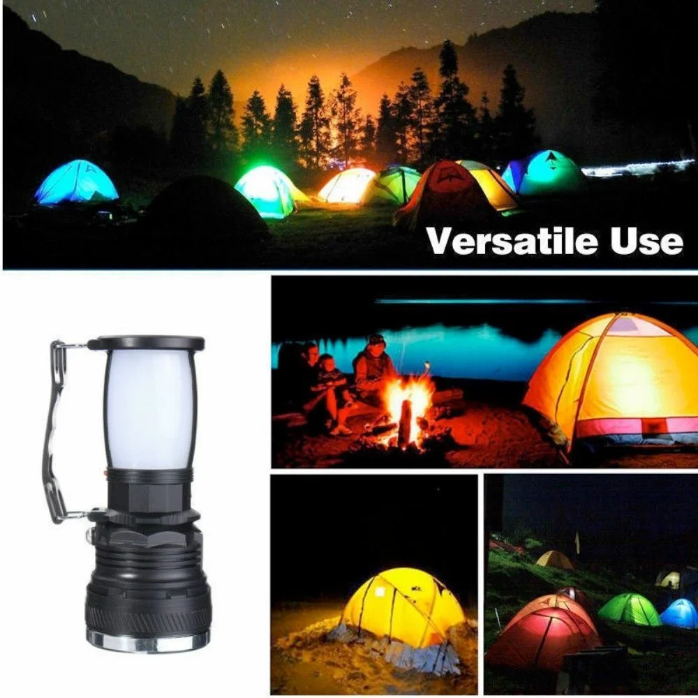Multi Function Camping Lantern Rechargeable LED Flashlight Solar Power Camping Lantern Waterproof