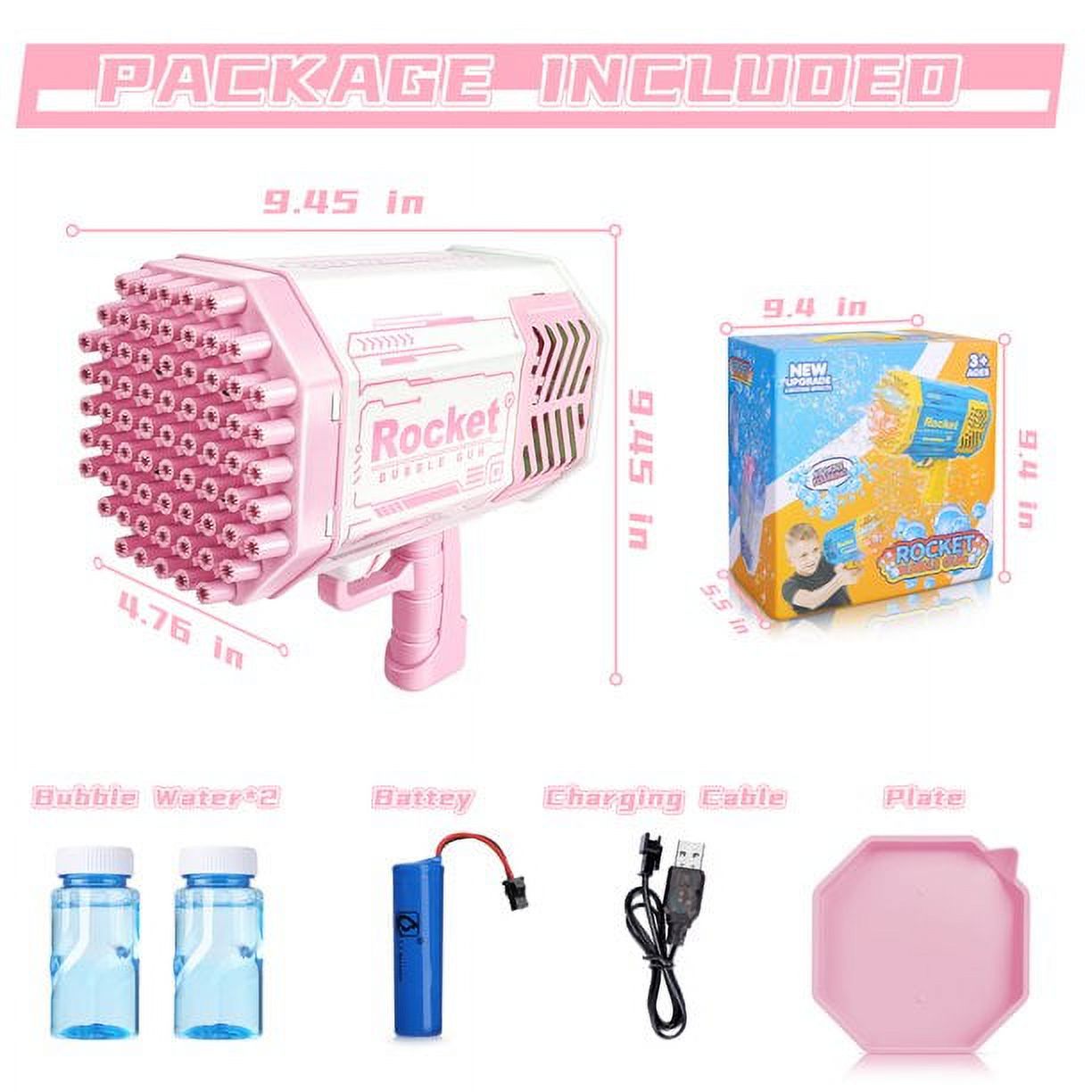 Big Rocket Bubble Gun Bubbles Rocket Launcher Gun with Lights - Pink