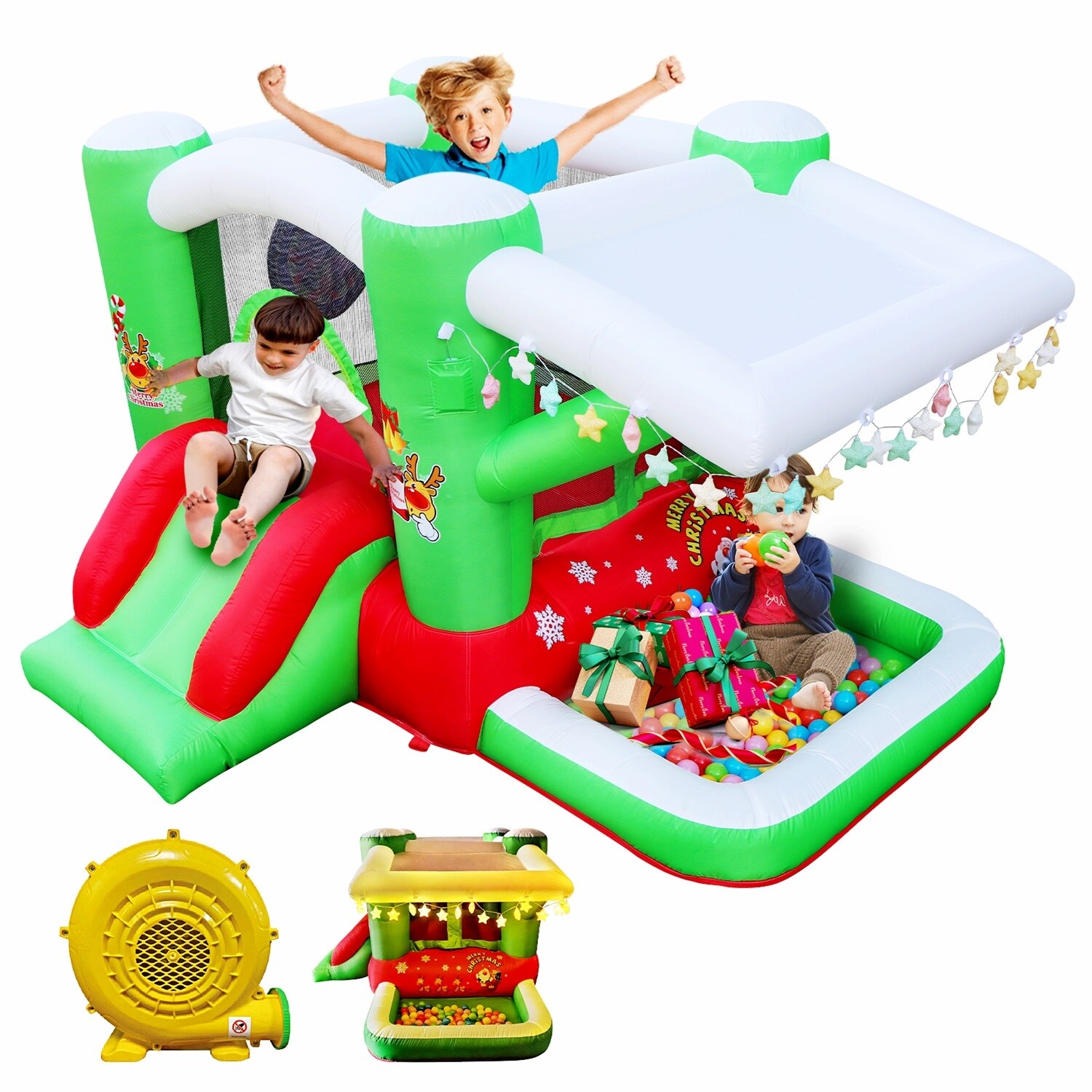 MERAX  Christmas Jump 'n Slide Inflatable Bouncer for Kids - N/A