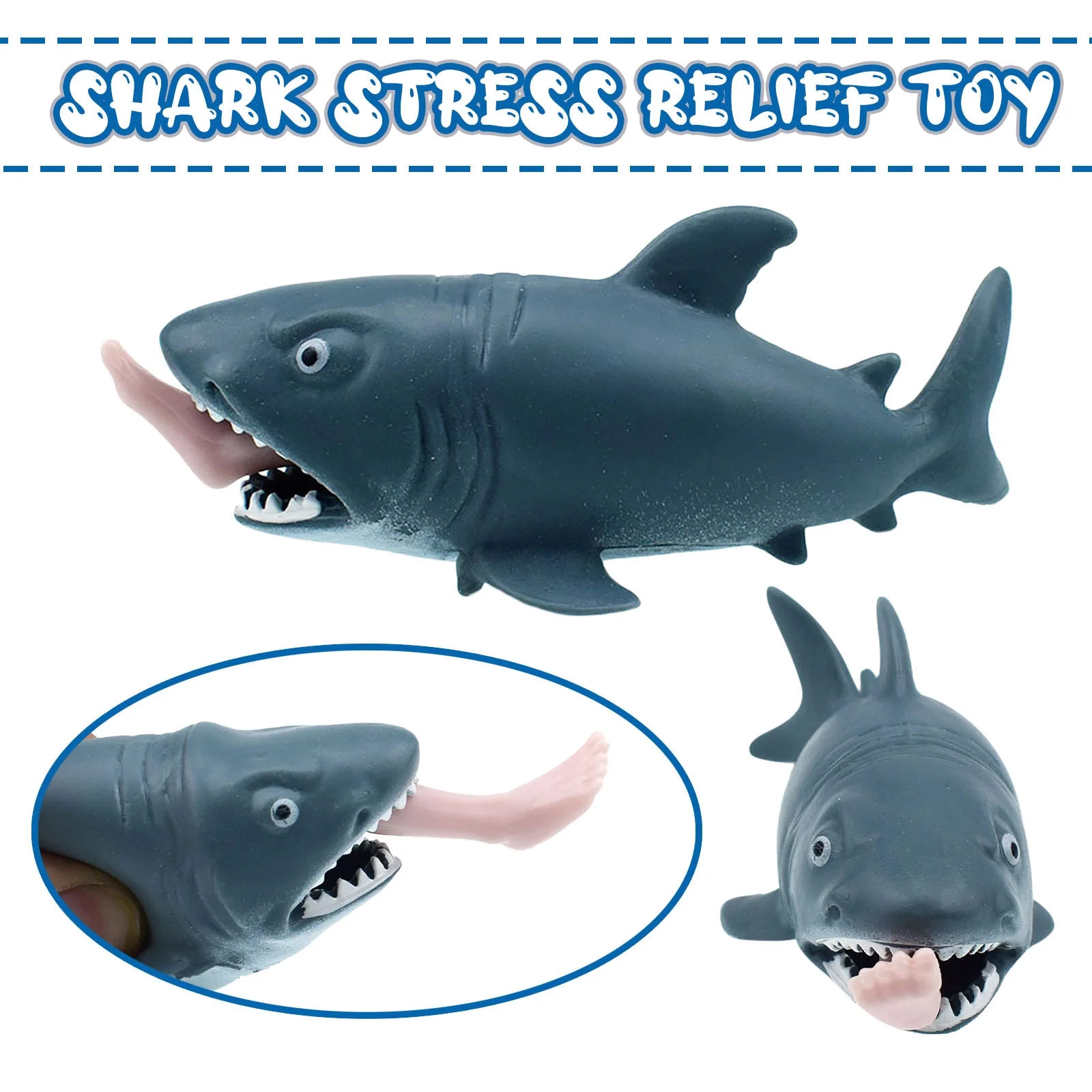 Novelty Funny Toy New Exotic Exhaust Toy Vinyl Pinch Shark Stress Relief Toy Pool Toys For Toddlers 1-3 Vinyl As Shown
