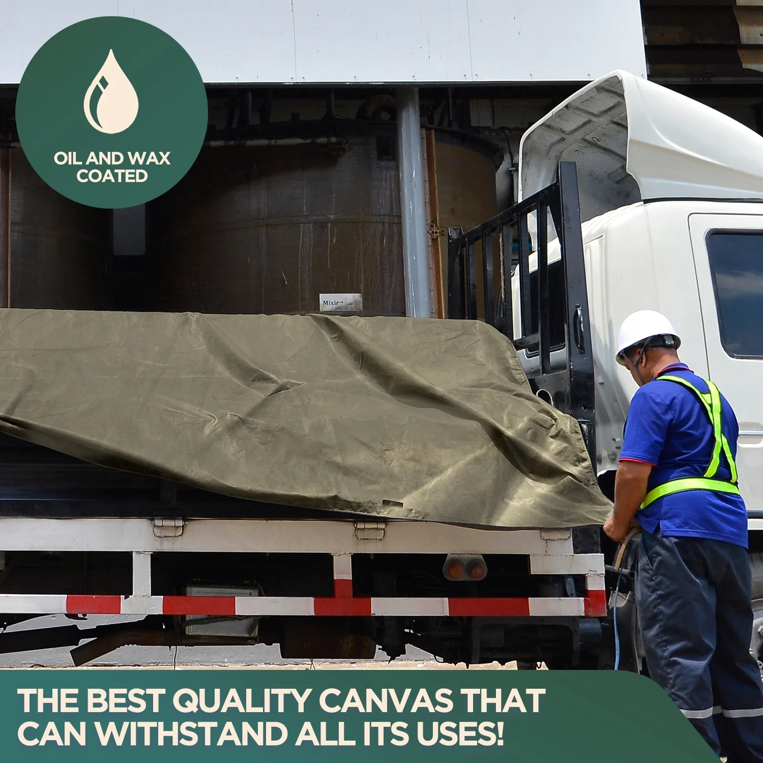 Heavy Duty Waterproof Canvas Tarp by CCS CHICAGO CANVAS & SUPPLY – Extra Durable Multipurpose Camping Tarp Cover with Rustproof Grommets for Industrial & Commercial Use, White, 20 by 20 Feet