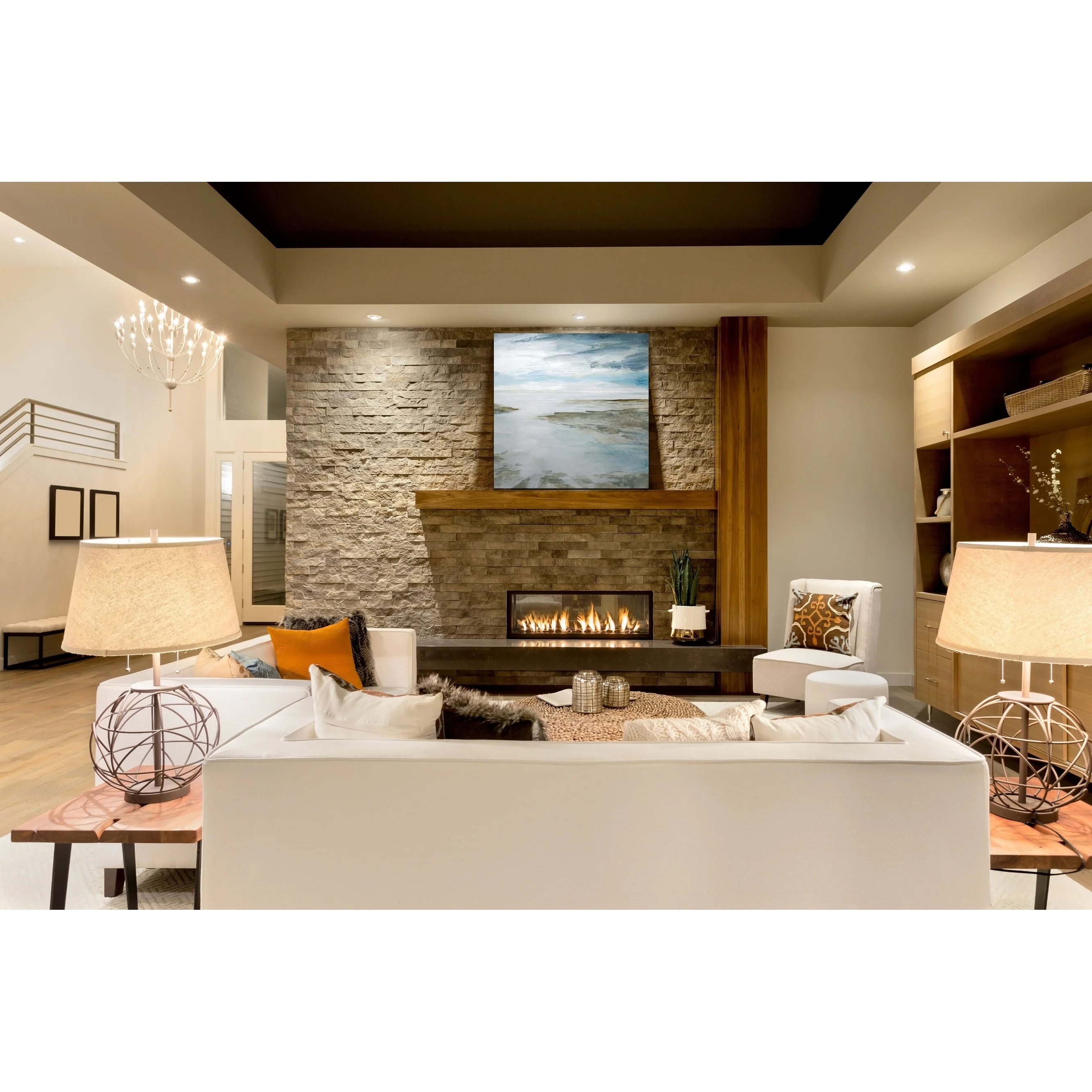 Wexford Home Shimmering Tides -Gallery Wrapped Canvas - yellow, blue, green, red, black, white 10x10