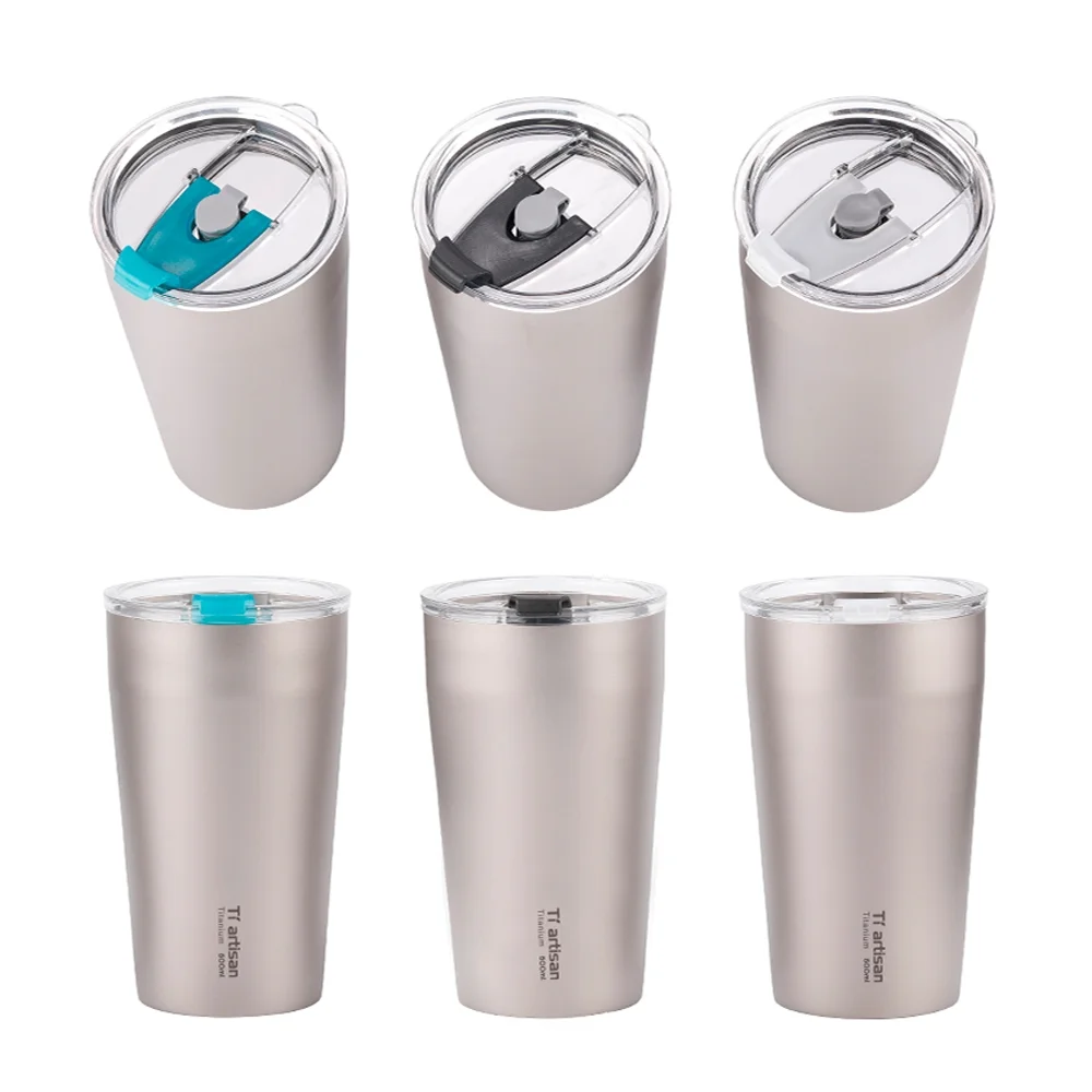 Ti Artisan Teacup Double Wall Camping Beer Cup 500ml Water Cup with Lip - Easy to Clean, Dishwasher Safe for Convenience