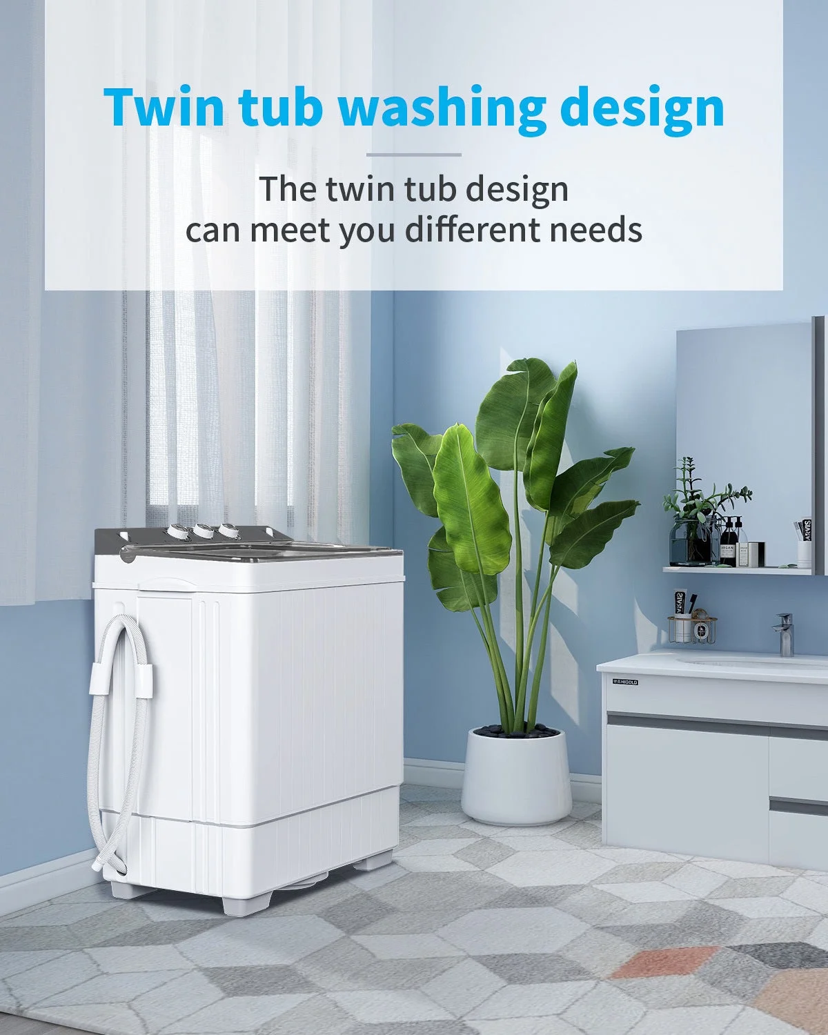 Twin Tube Washing Machine for Apartment, Dorms, RVs and Camping