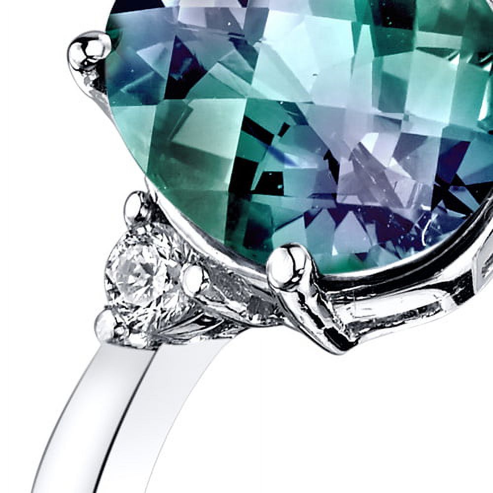 3 Carat T.G.W. Oval-Cut Created Alexandrite and Diamond Accent 14kt White Gold Ring Size 7