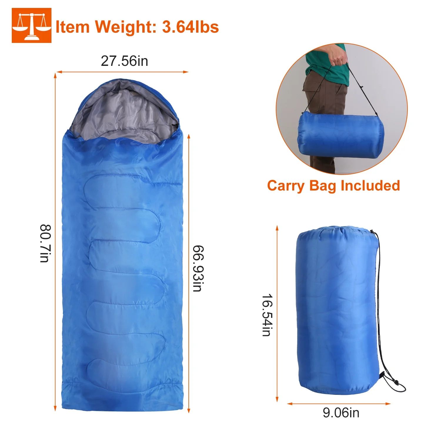iMounTEK Backpacking Sleeping Bag, Camping Sleeping Bags for Adults Moisture-Proof 32-50℉ with Carry Bag for Outdoor Camping Hiking, Royal Blue