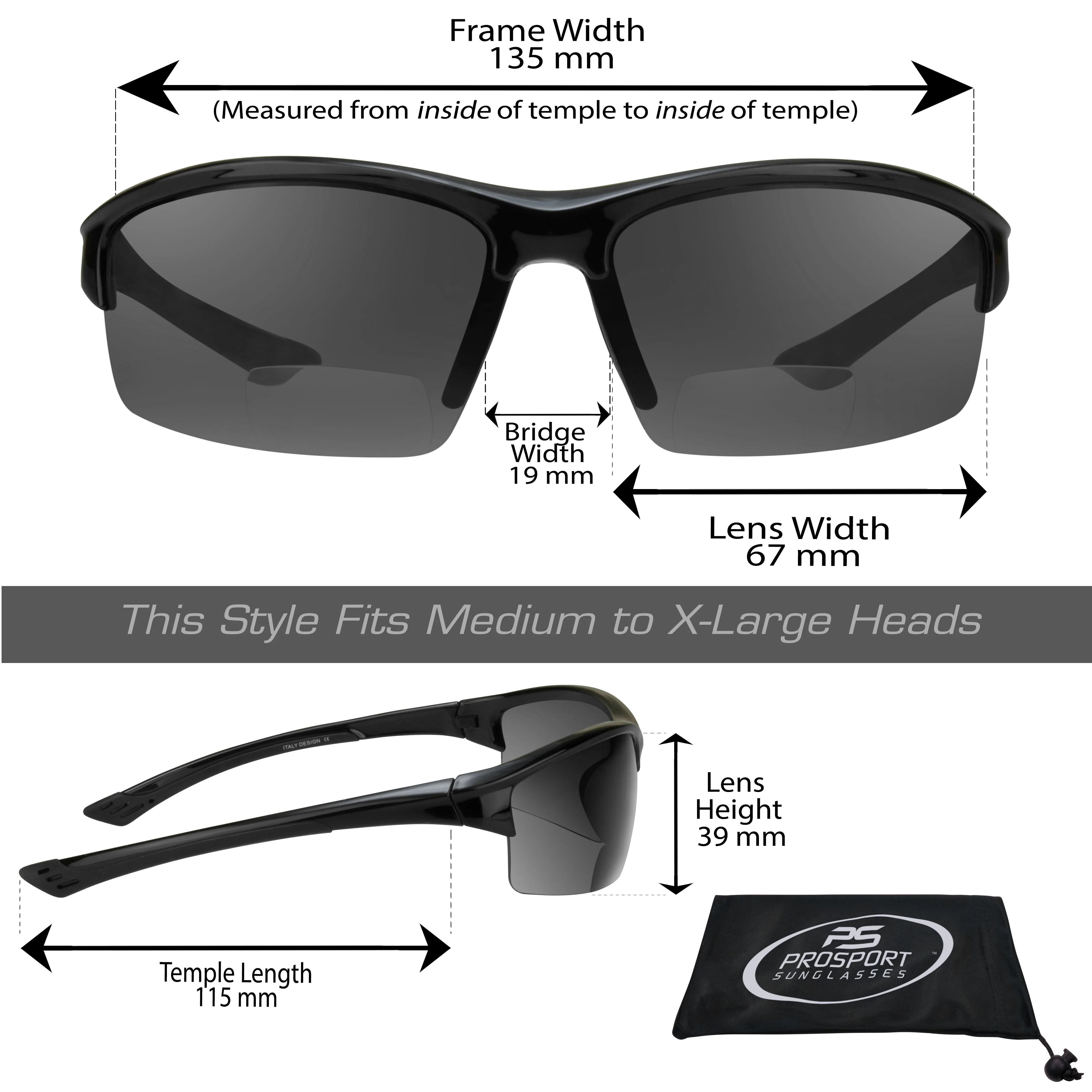 proSPORT Polarized Bifocal Reading Sunglass Reader Gray Lens Men and Women