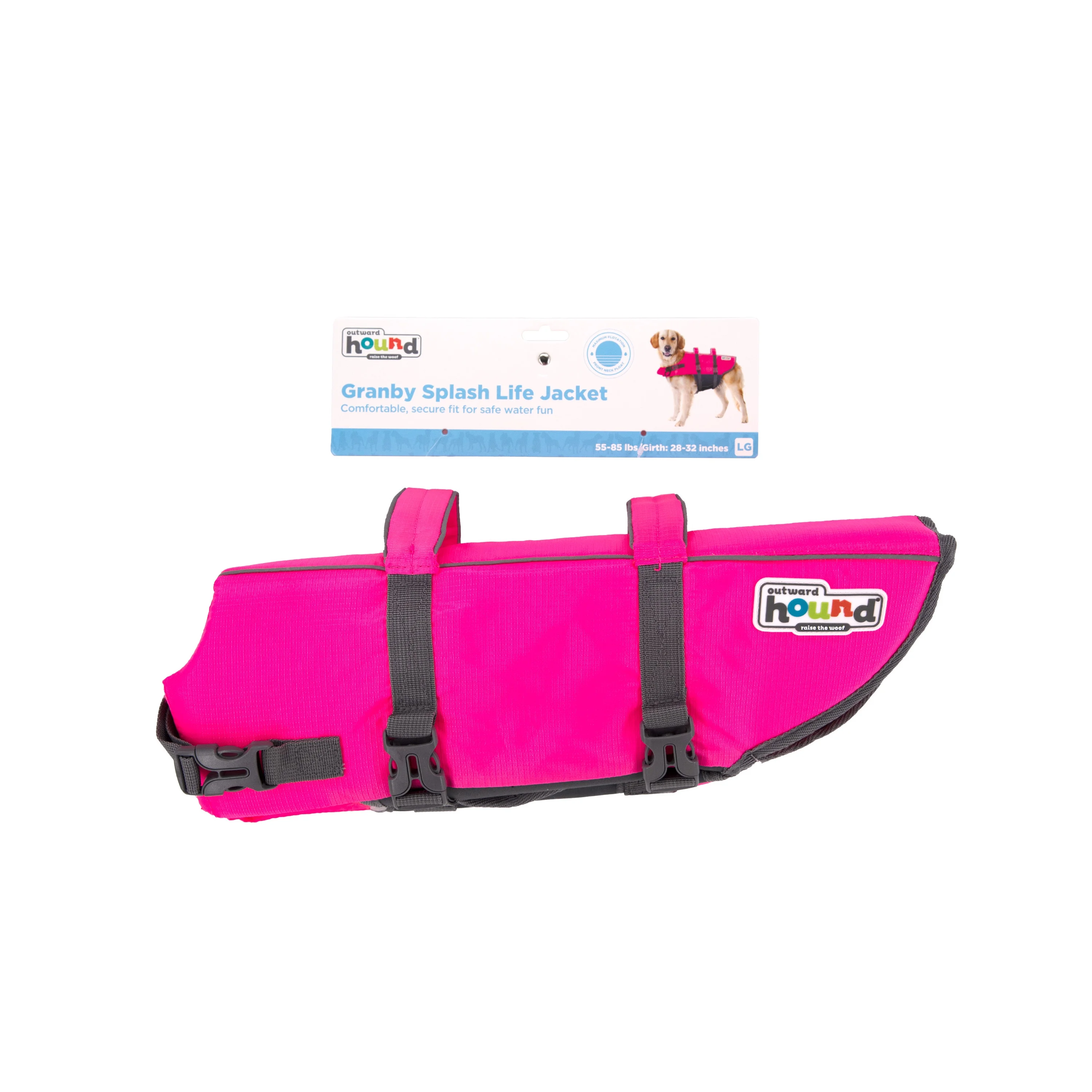 Outward Hound Granby Splash Dog Life Jacket, Pink, Large