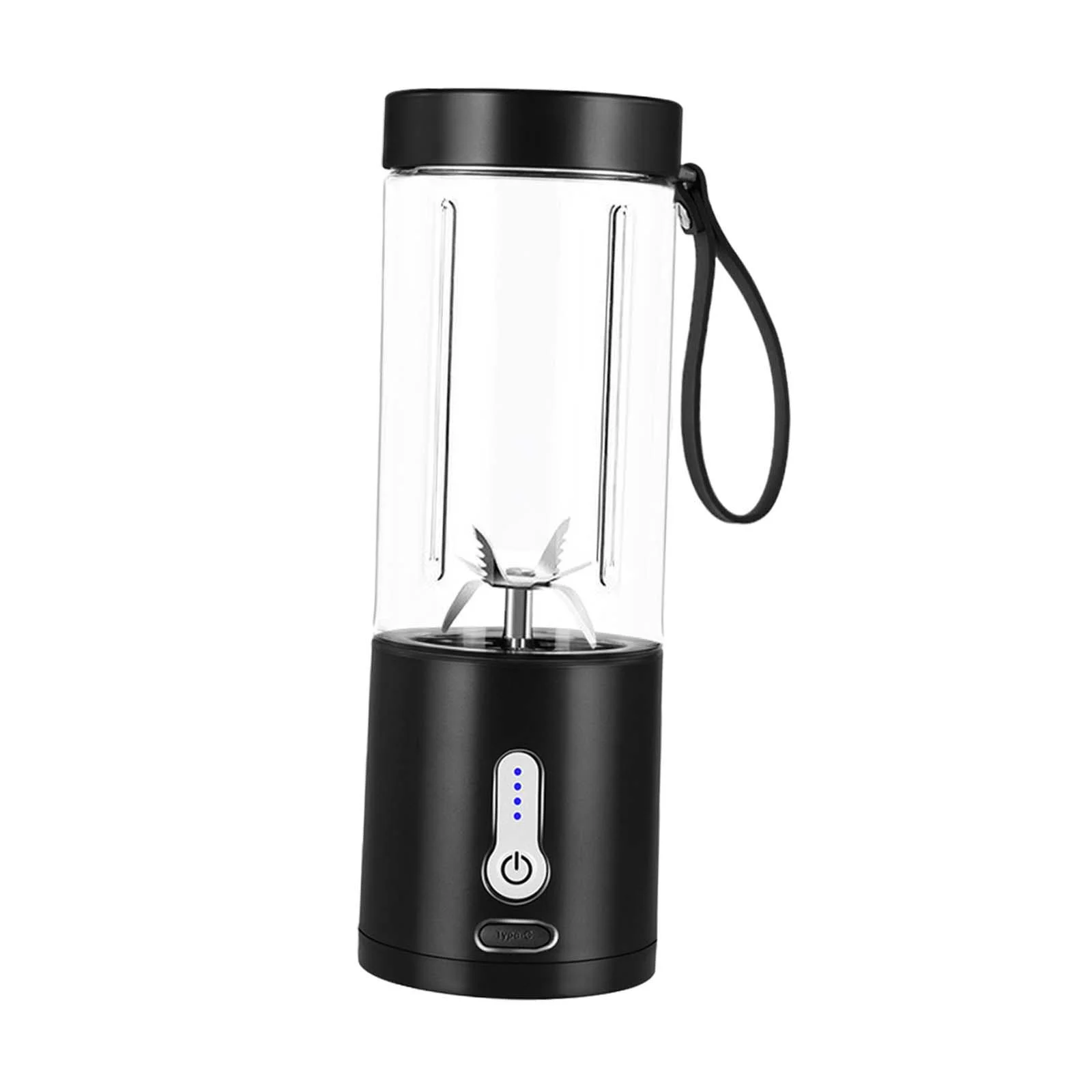 kowaku Electric USB Juicer Cup Travel Juicer Cup Portable for Smoothies Ice Blender Mixer 530ml Blender Cup for Travel Picnic Office Black