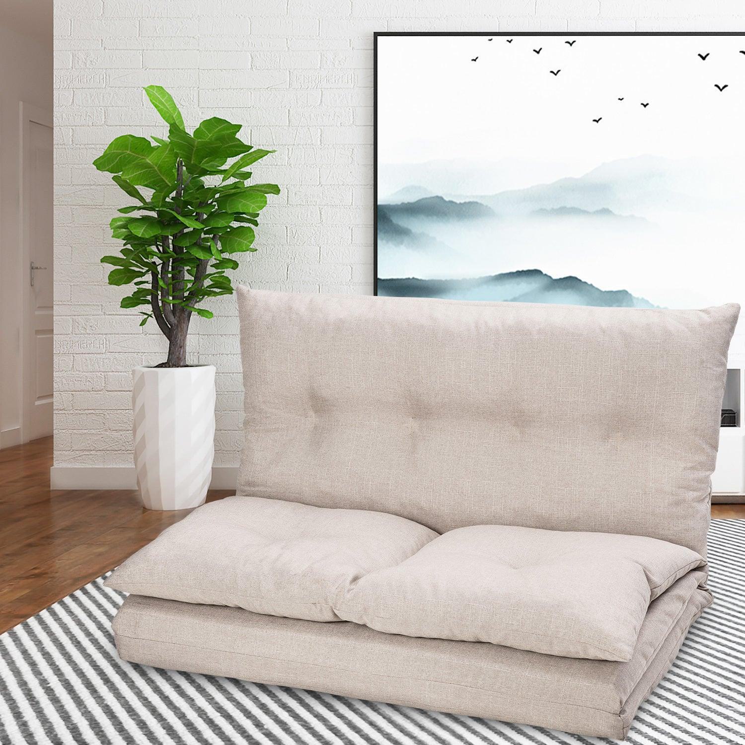 Supfirm Adjustable Fabric Folding Chaise Lounge Sofa Floor Couch and Sofa(Beige)