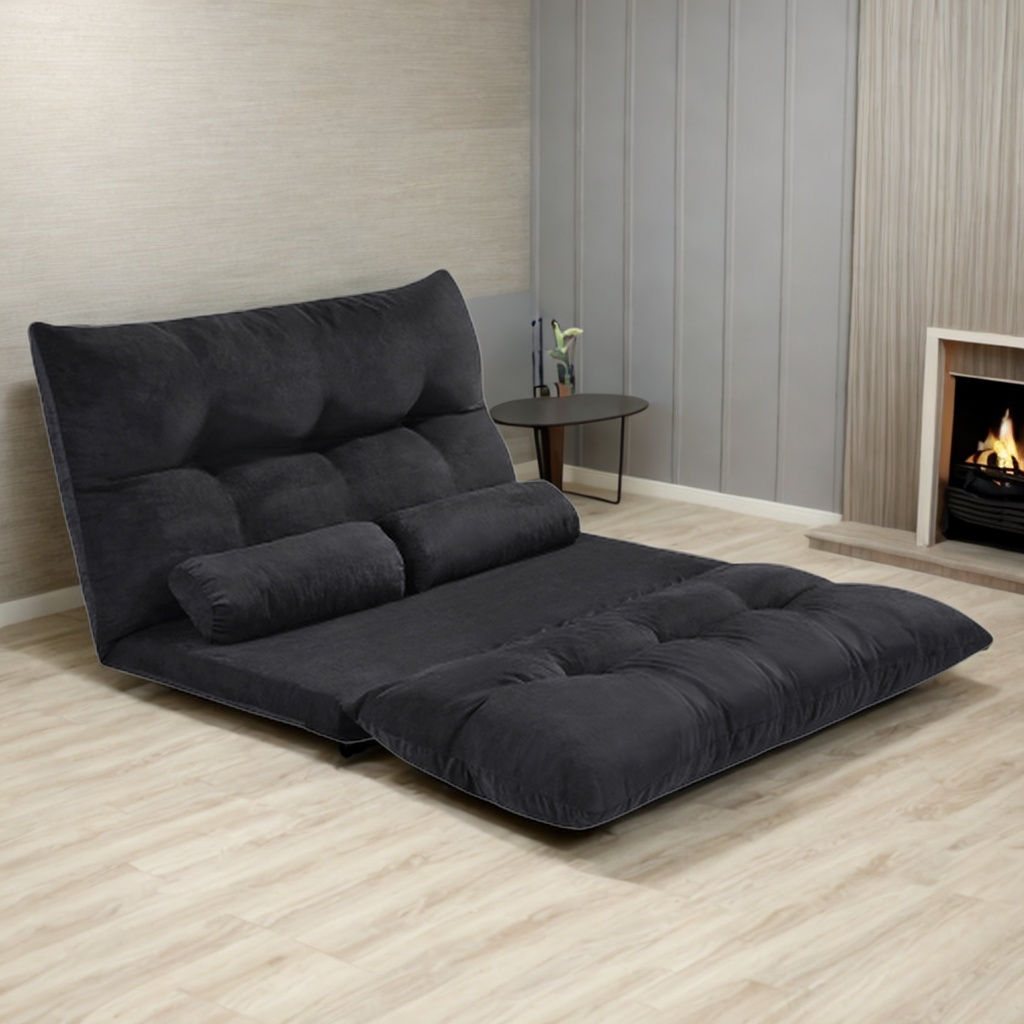 Lazy Sofa Adjustable Folding Futon Sofa Bed Video Gaming Sofa with Two Pillows