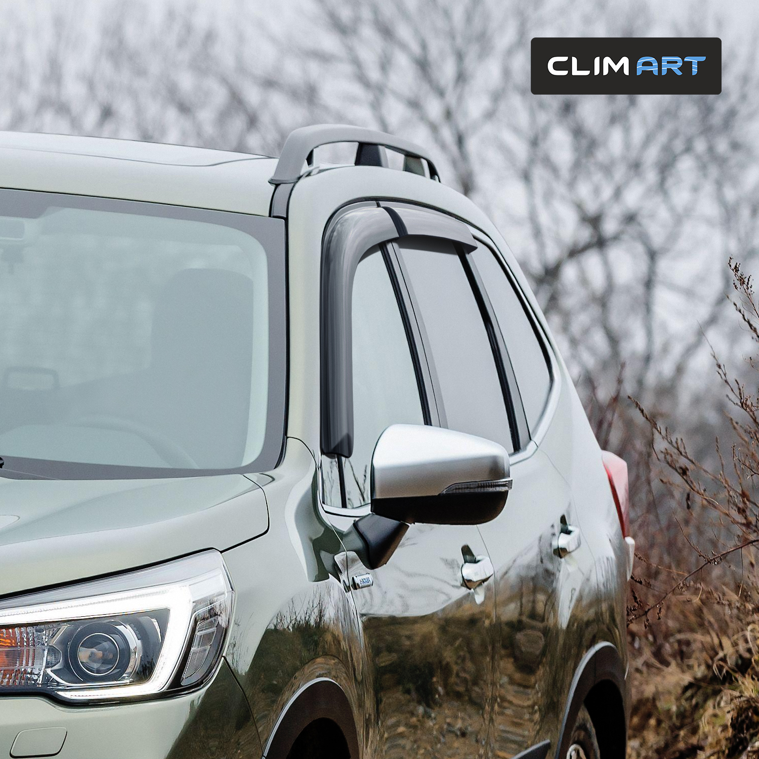 CLIM ART Incredibly Durable Rain Guards for Subaru Forester 2019-2024, Original Tape-on Window Deflectors, Vent Deflector, Vent Window Visors for Cars, Dark Smoke, Car Accessories, 4 pcs. - 419293