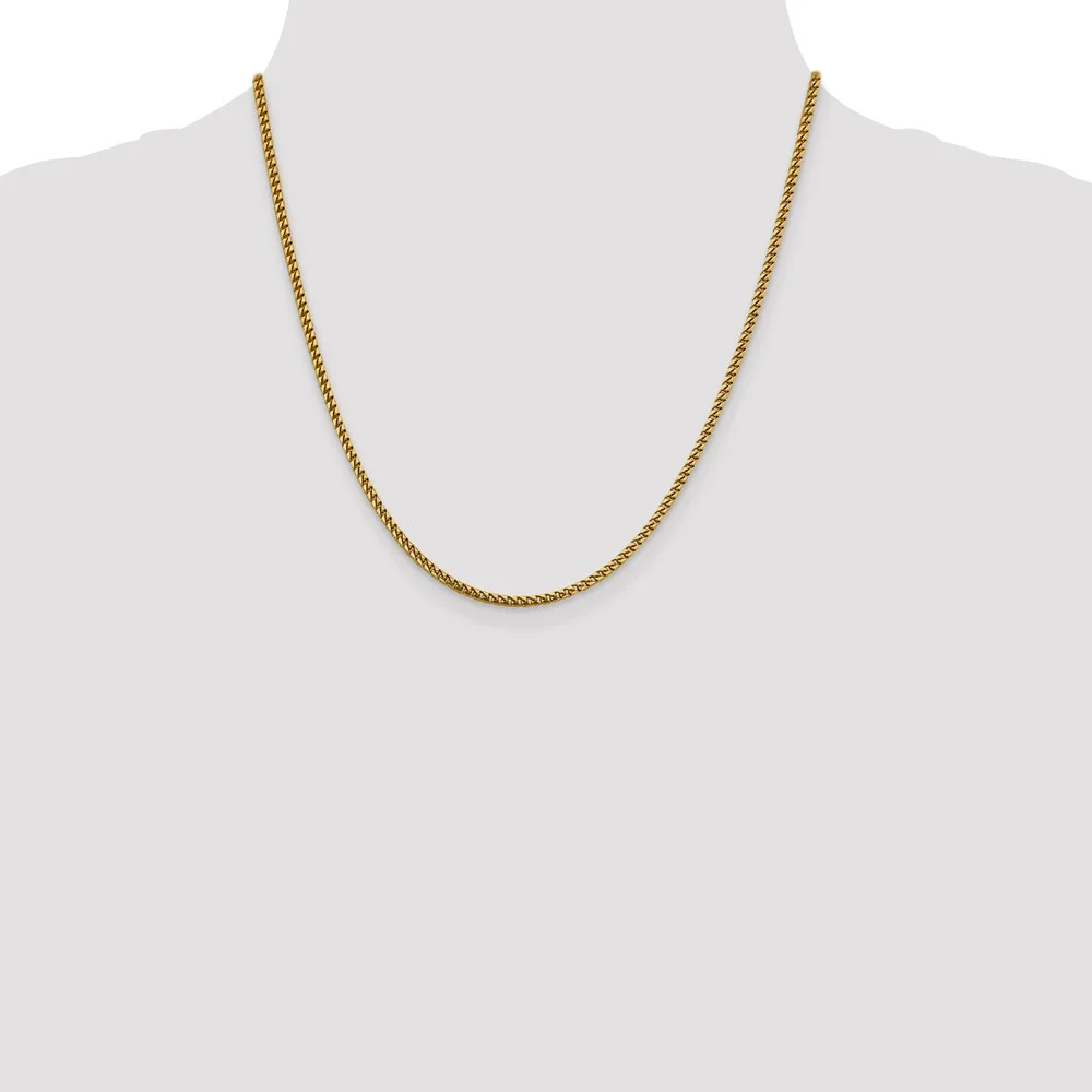 Leslie's Real 14kt Yellow Gold 2.4mm Franco Chain; 20 inch; Lobster Clasp; for Adults and Teens; for Women and Men