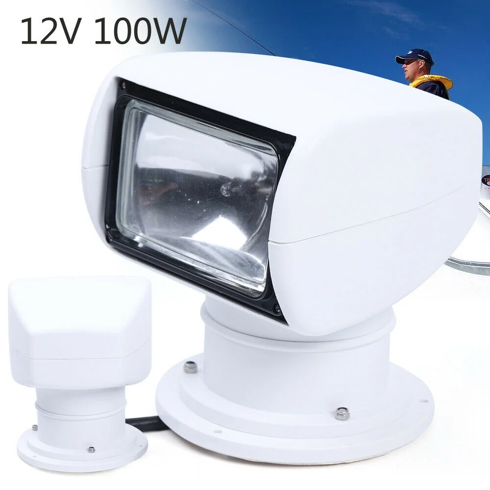 OUKANING 100W Boat Remote Control Spotlight Truck Boat Searchlight W/Remote Control 12V White