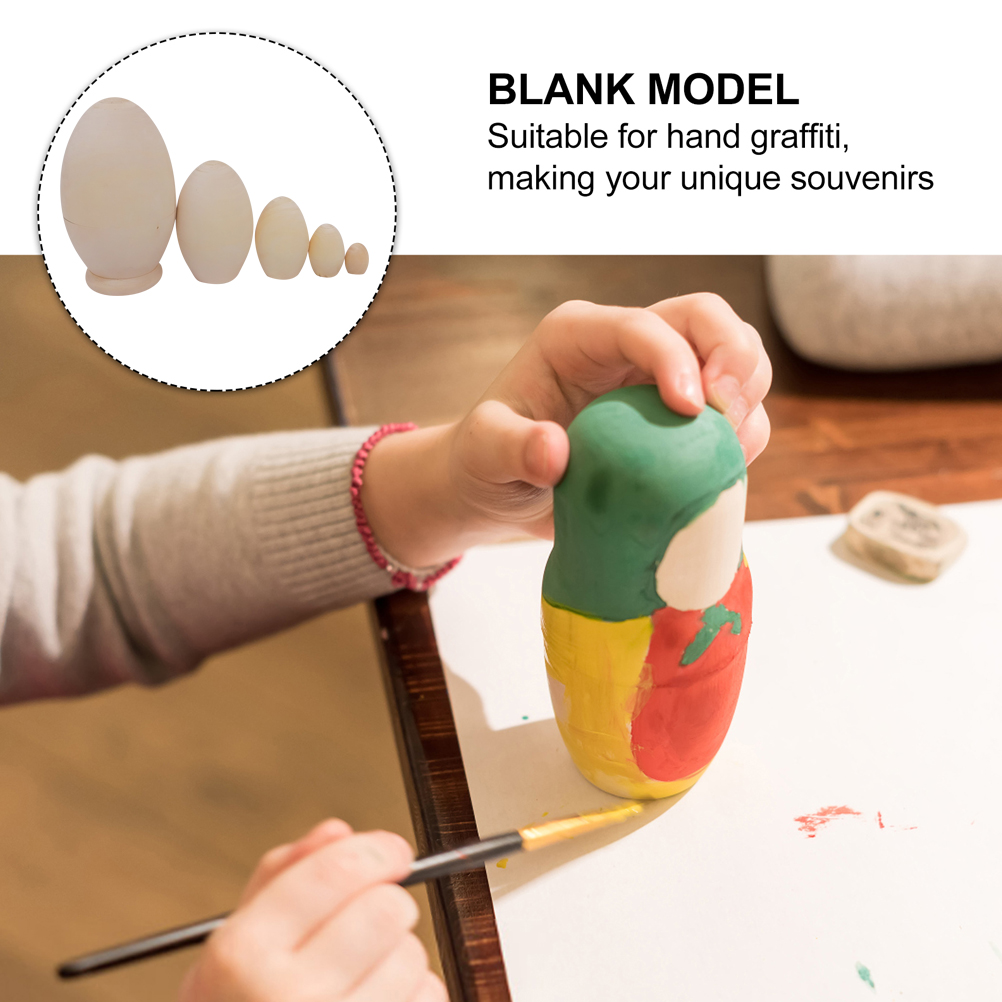 Ornaments Toy Matryoshka Wooden Fake Eggs Toys The Gift Unpainted Stacking Dolls Nesting