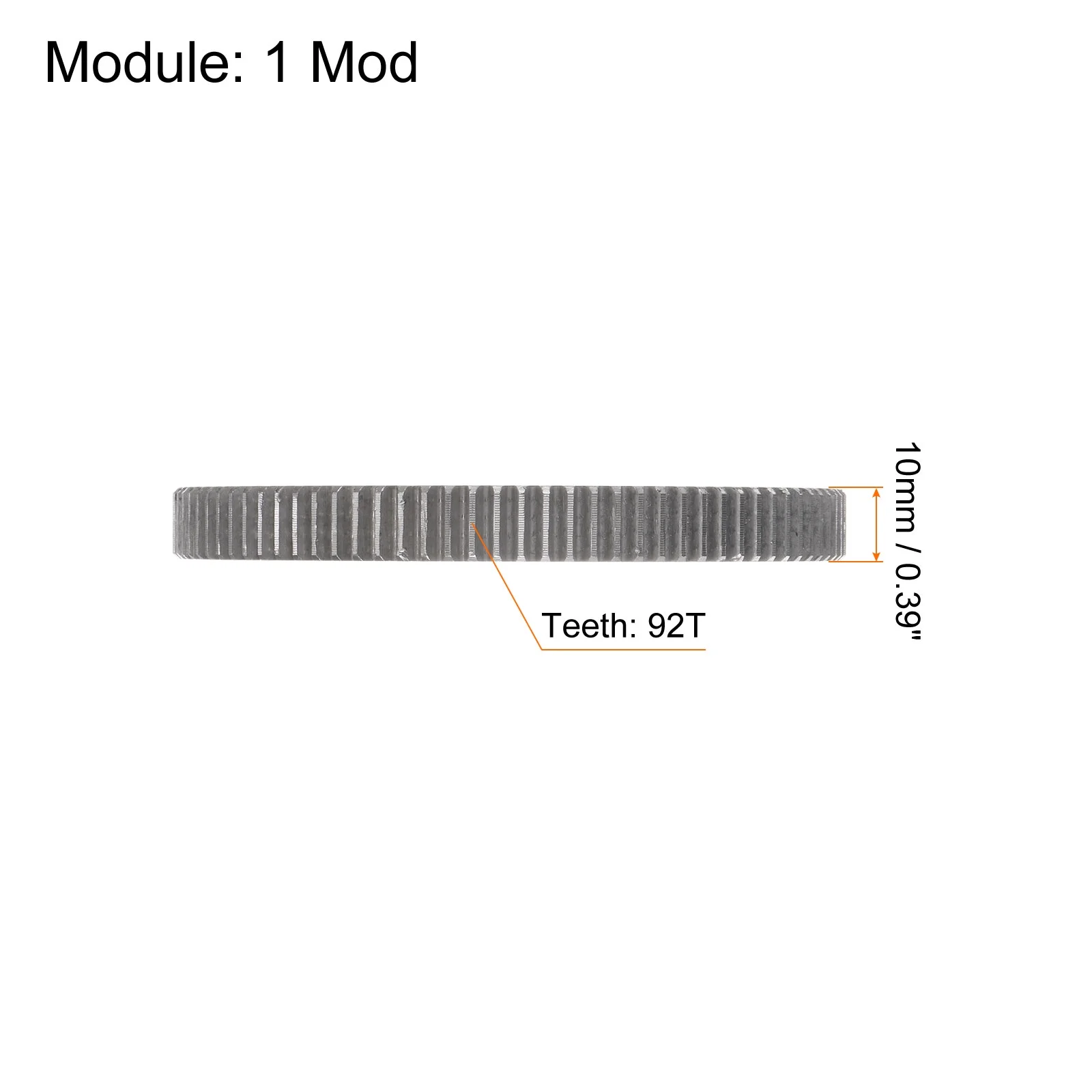 Uxcell Straight Spur Gear 10mm Inner Diameter 92T 1 Module 45# Steel Motor Gear