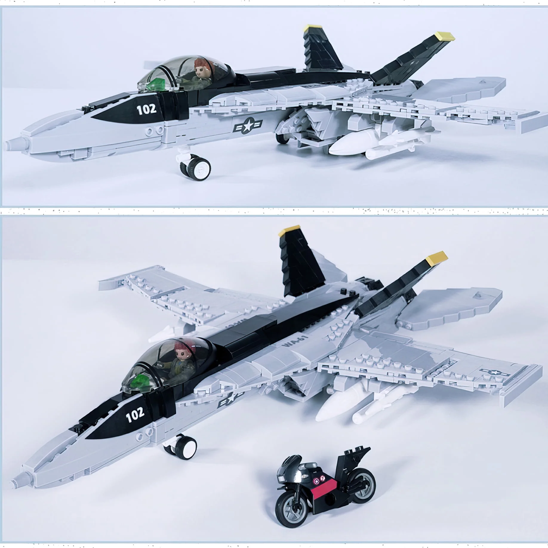MACTANO Airplane Building Block Set F-18 Super Hornet Fighter Jet Military Aircraft Bricks Toy for Kid Adult