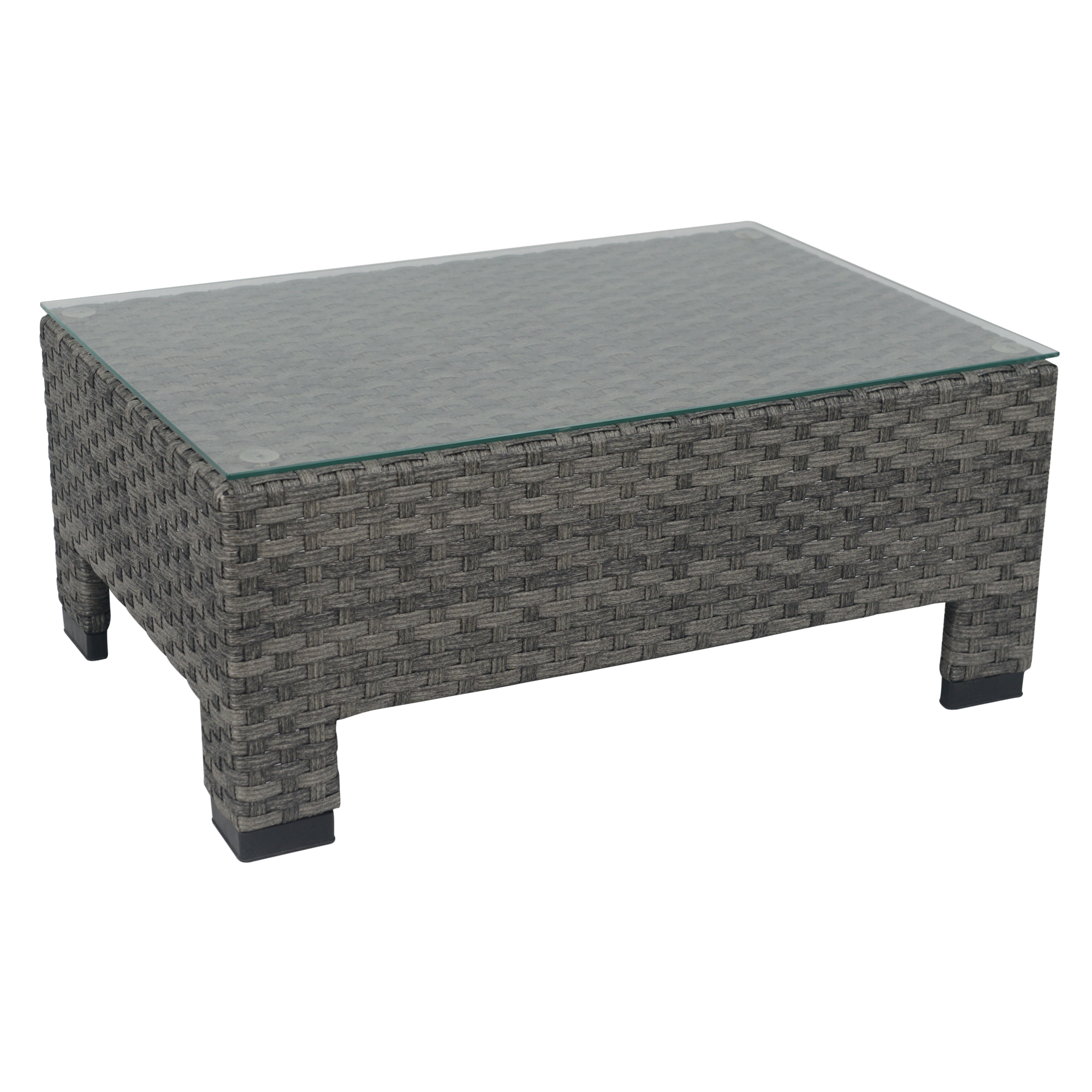 Oasis Casual 3 Pcs L-Shaped Outdoor Wicker Leisure Convertible Sectional Set with Tea Table ,Brown