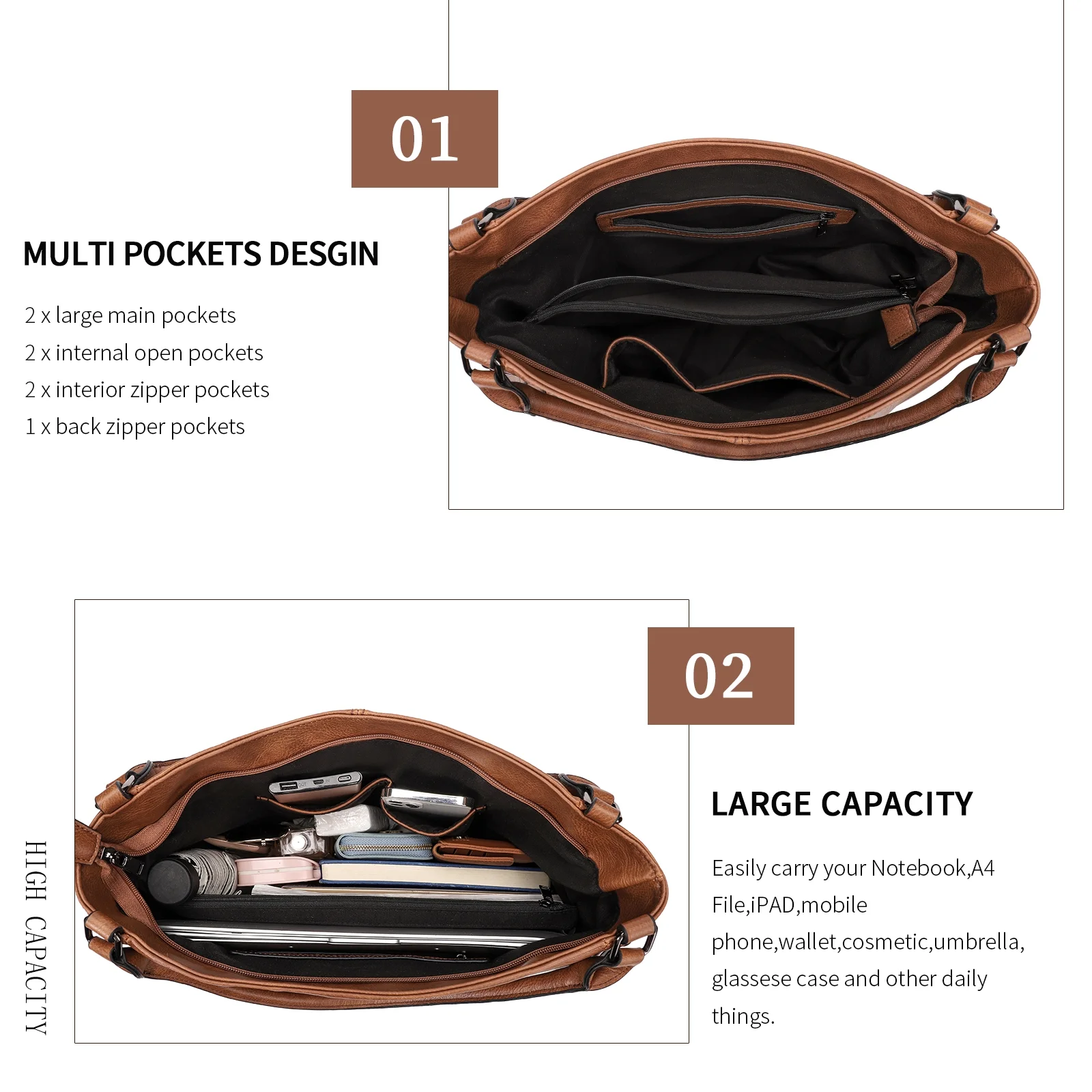 KL928 Large Purses for Women PU Leather Handbags Crossbody Hobo Tote Bags