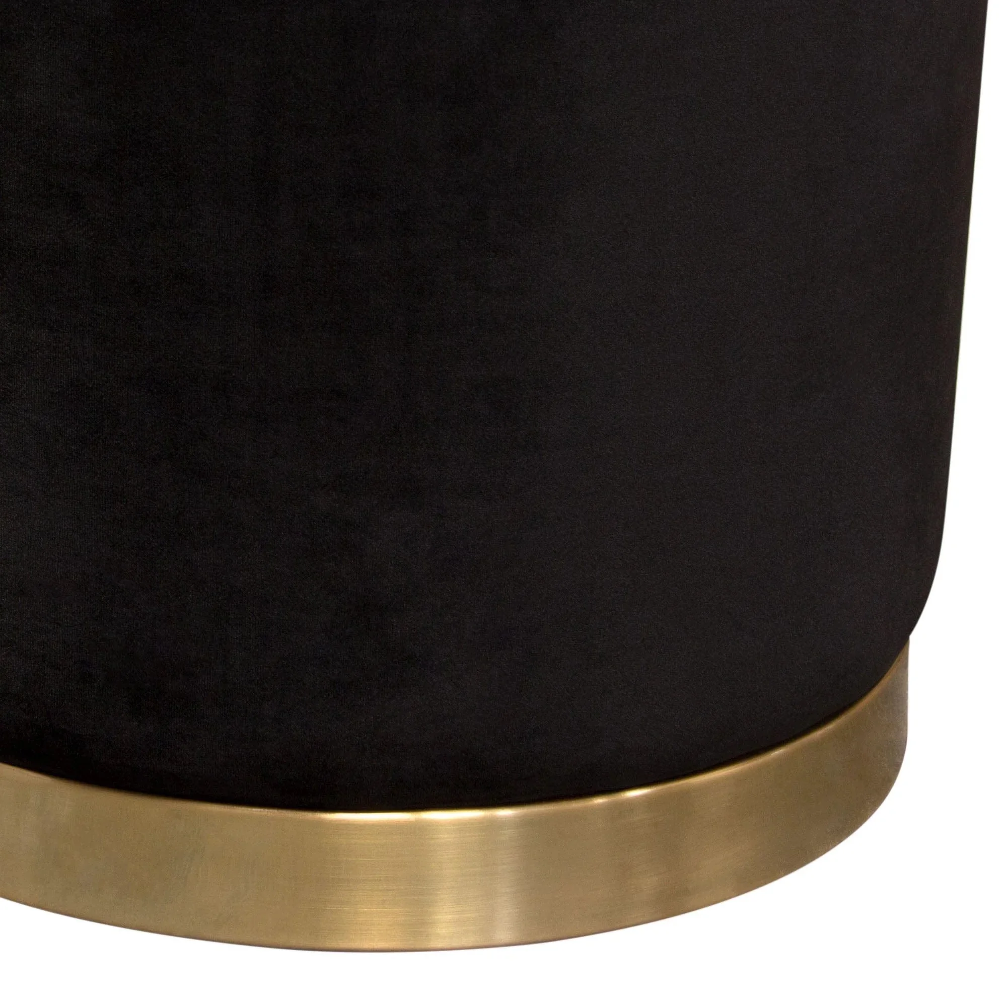 Diamond Sofa SORBET2OTBL Sorbet Round Accent Ottoman with Gold Metal Band Accent, Black Velvet