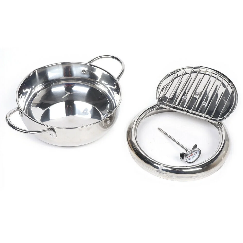 2.2L Deep Fryer Pot,304 Stainless Steel With Temperature Control Lid