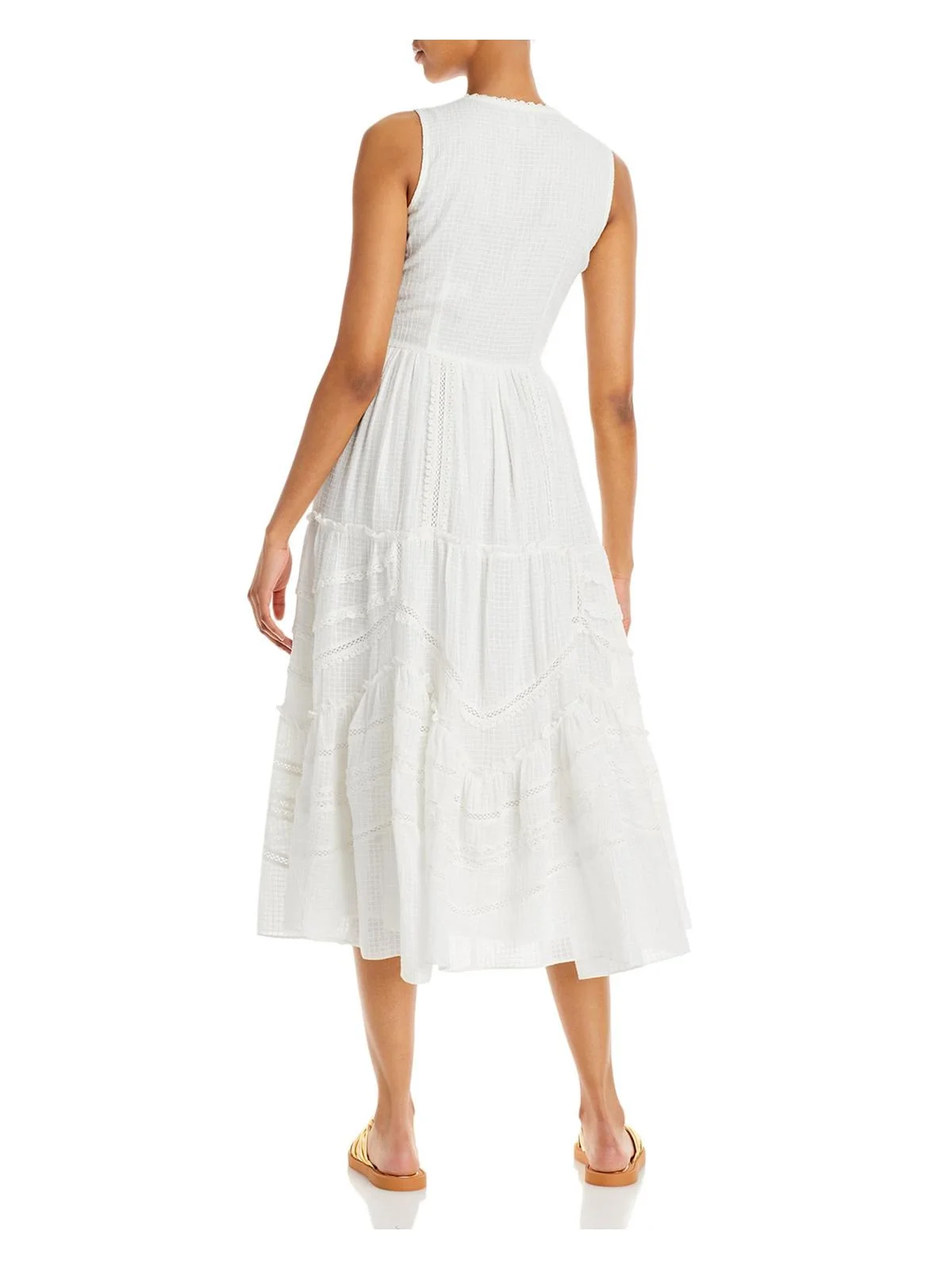 Hemant & Nandita Womens Cotton Tiered Midi Dress