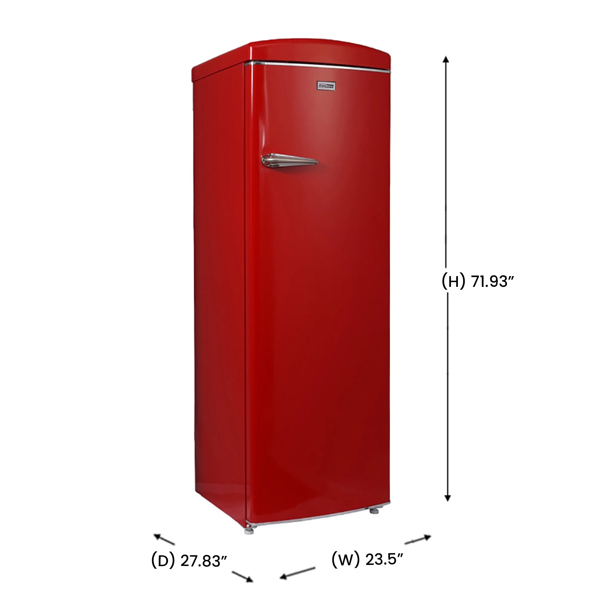 Conserv 8.3 cu. ft. Red Classic Retro Upright Freezer Frost Free with Compressor Cooling , Adjustable Feet and Sleek Retro Design