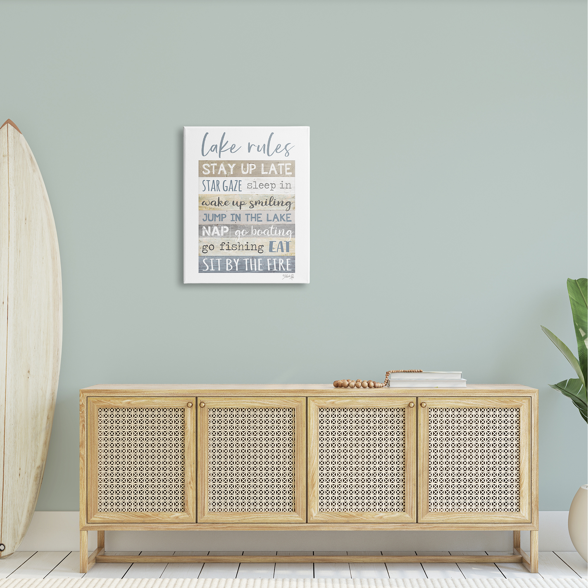 Stupell Industries Lake Rules Typography Rustic Vacation Cabin Sign Canvas Wall Art, 24 x 30, Design by Marla Rae